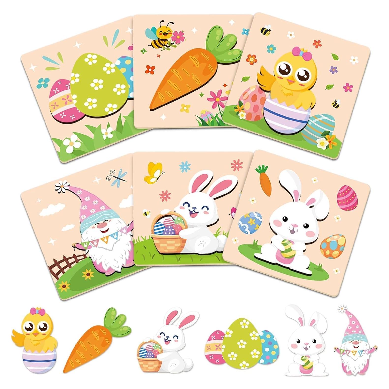 Rompecabezas de Madera de Pascua 6PCS Saludo de Fiesta 15x15cm