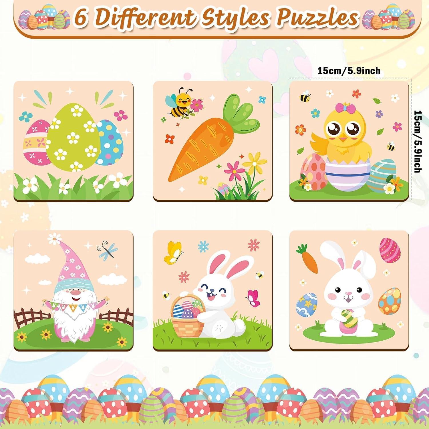 Rompecabezas de Madera de Pascua 6PCS Saludo de Fiesta 15x15cm