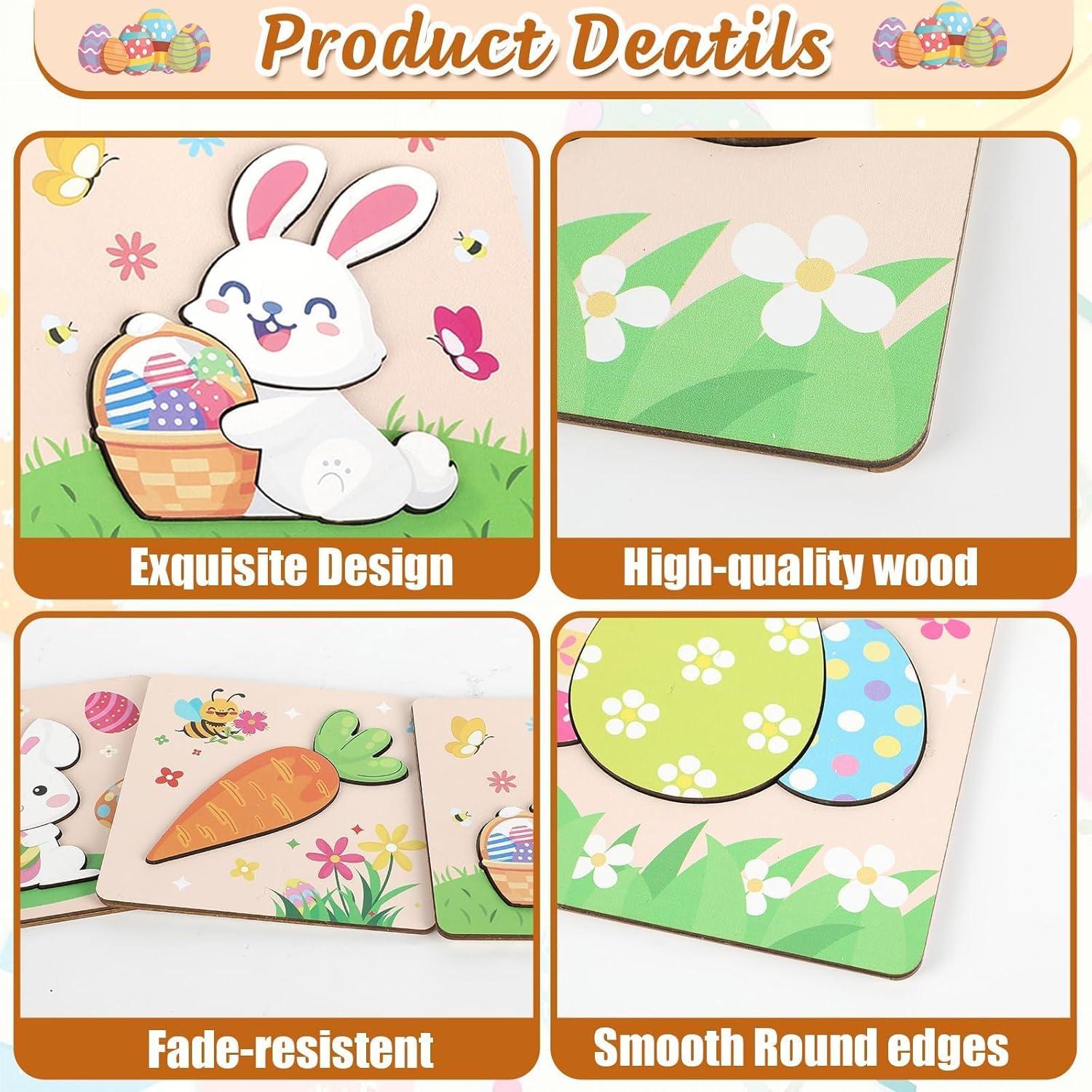 Rompecabezas de Madera de Pascua 6PCS Saludo de Fiesta 15x15cm