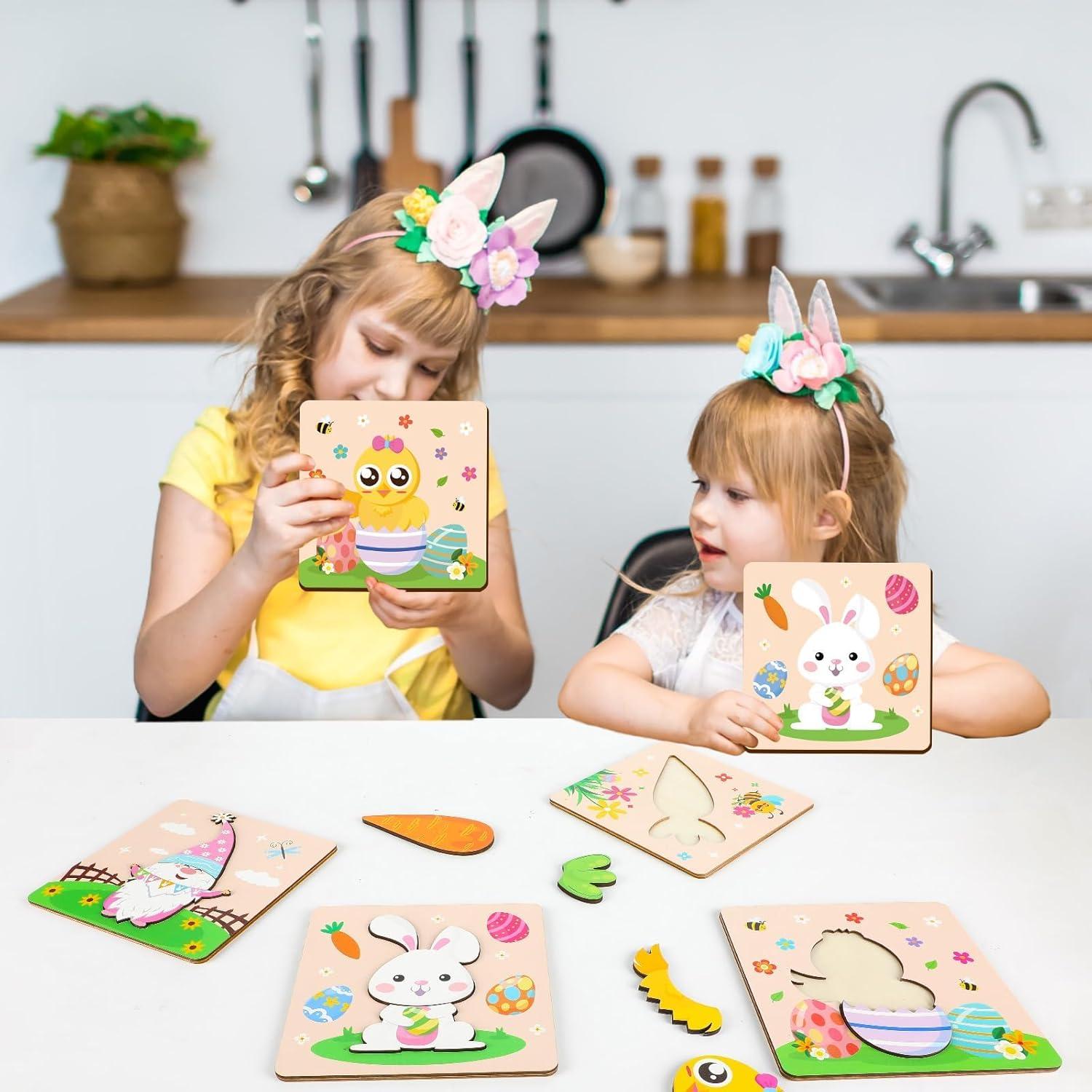 Rompecabezas de Madera de Pascua 6PCS Saludo de Fiesta 15x15cm