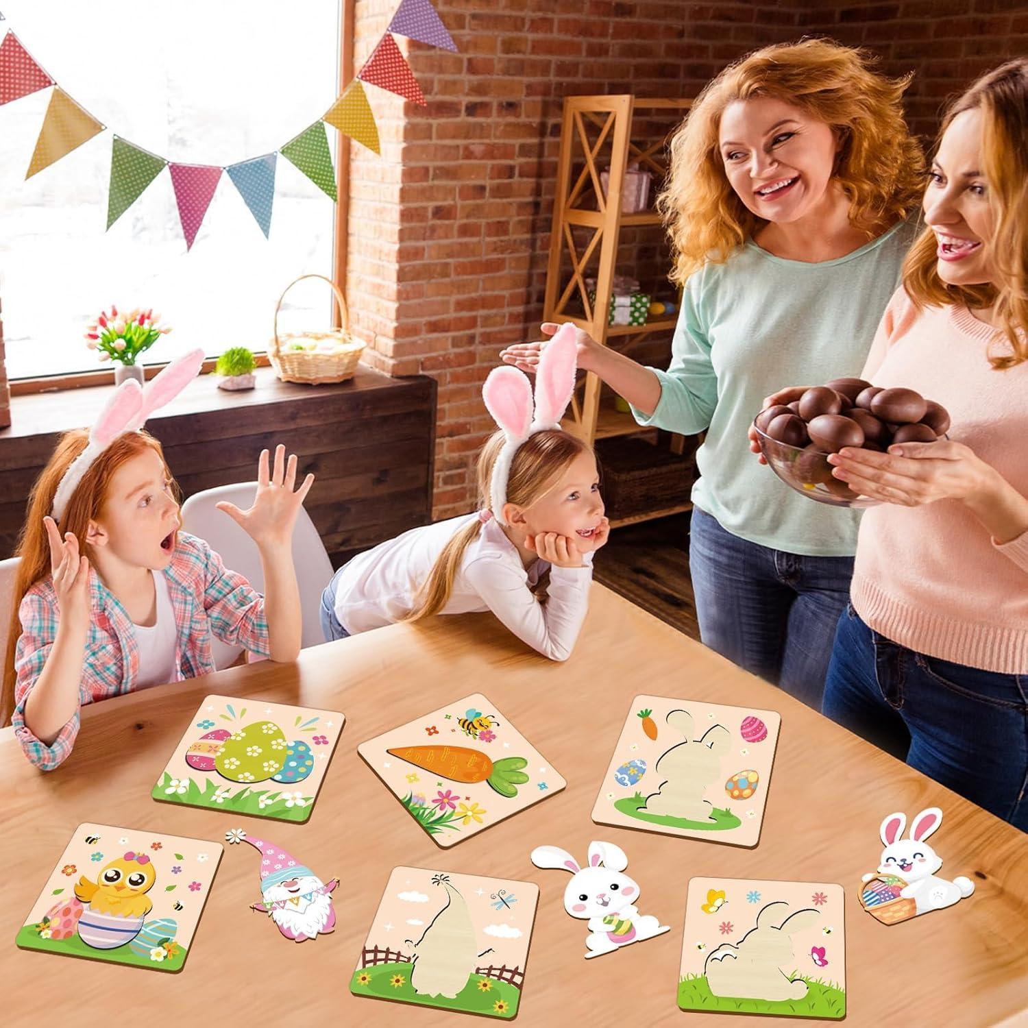 Rompecabezas de Madera de Pascua 6PCS Saludo de Fiesta 15x15cm