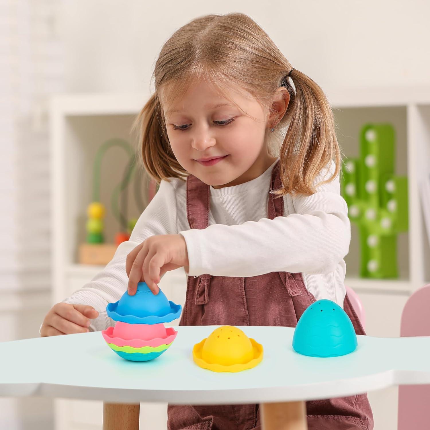 Juguete de baño apilable ArtCreativity 7 piezas colores pastel