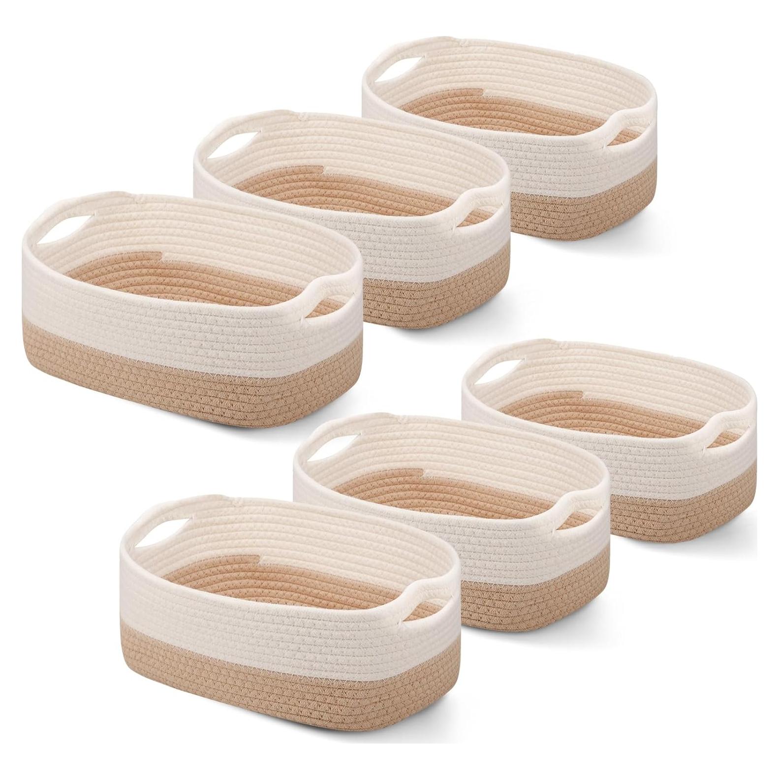 Cestas de Almacenamiento Trenzadas Sawysine 6 Piezas Algodón
