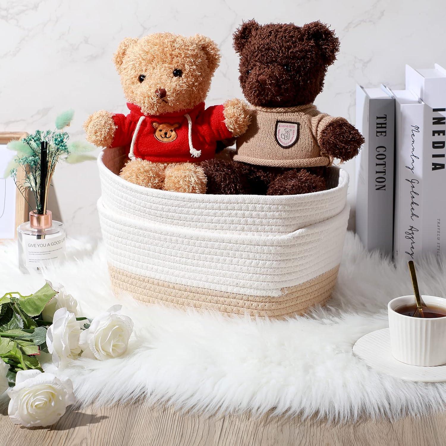 Cestas de Almacenamiento Trenzadas Sawysine 6 Piezas Algodón