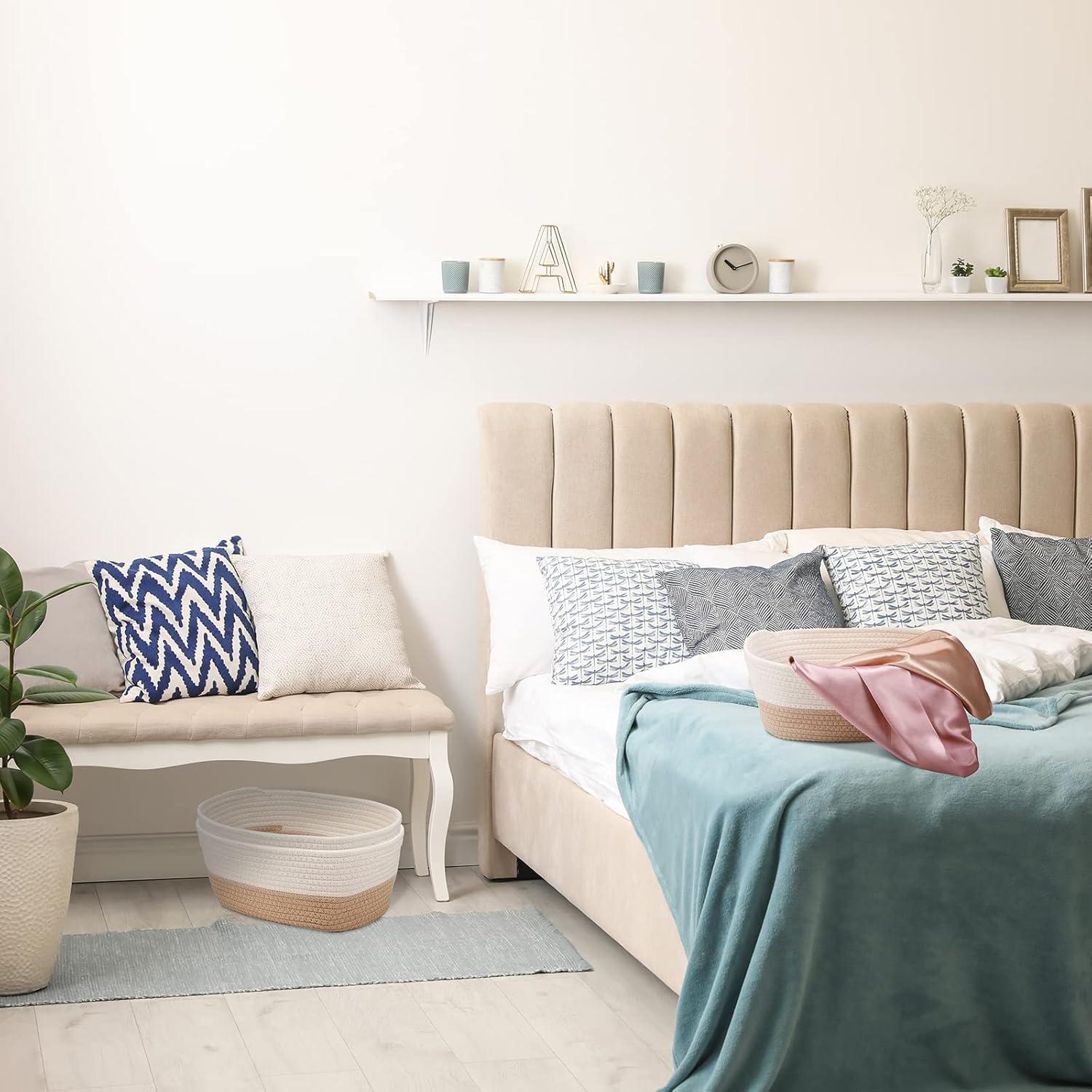 Cestas de Almacenamiento Trenzadas Sawysine 6 Piezas Algodón