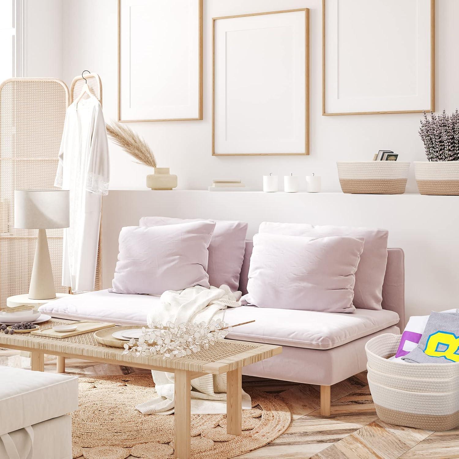 Cestas de Almacenamiento Trenzadas Sawysine 6 Piezas Algodón