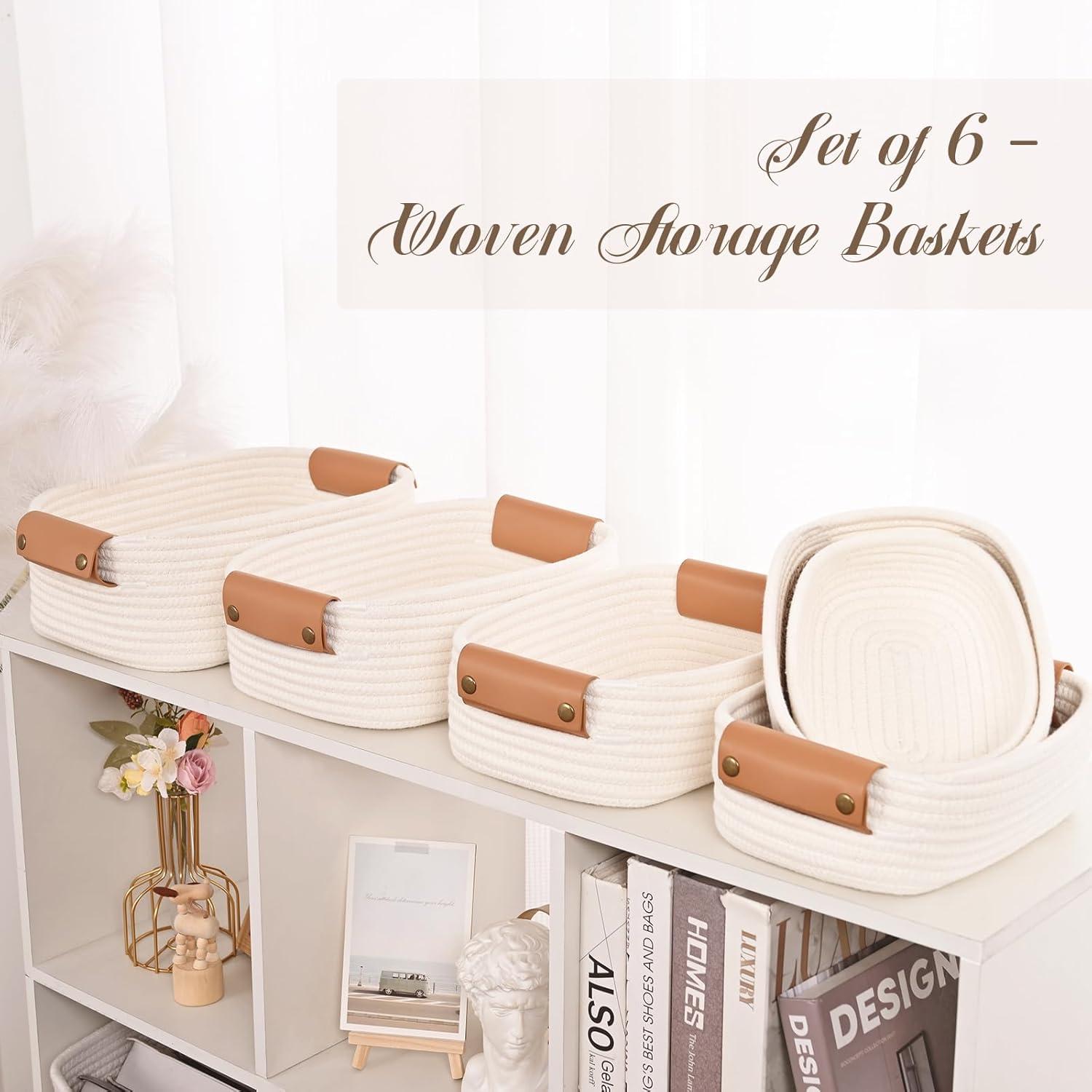 Juego de 6 Cestas de Almacenamiento Degeyoyo - Algodón Tejido