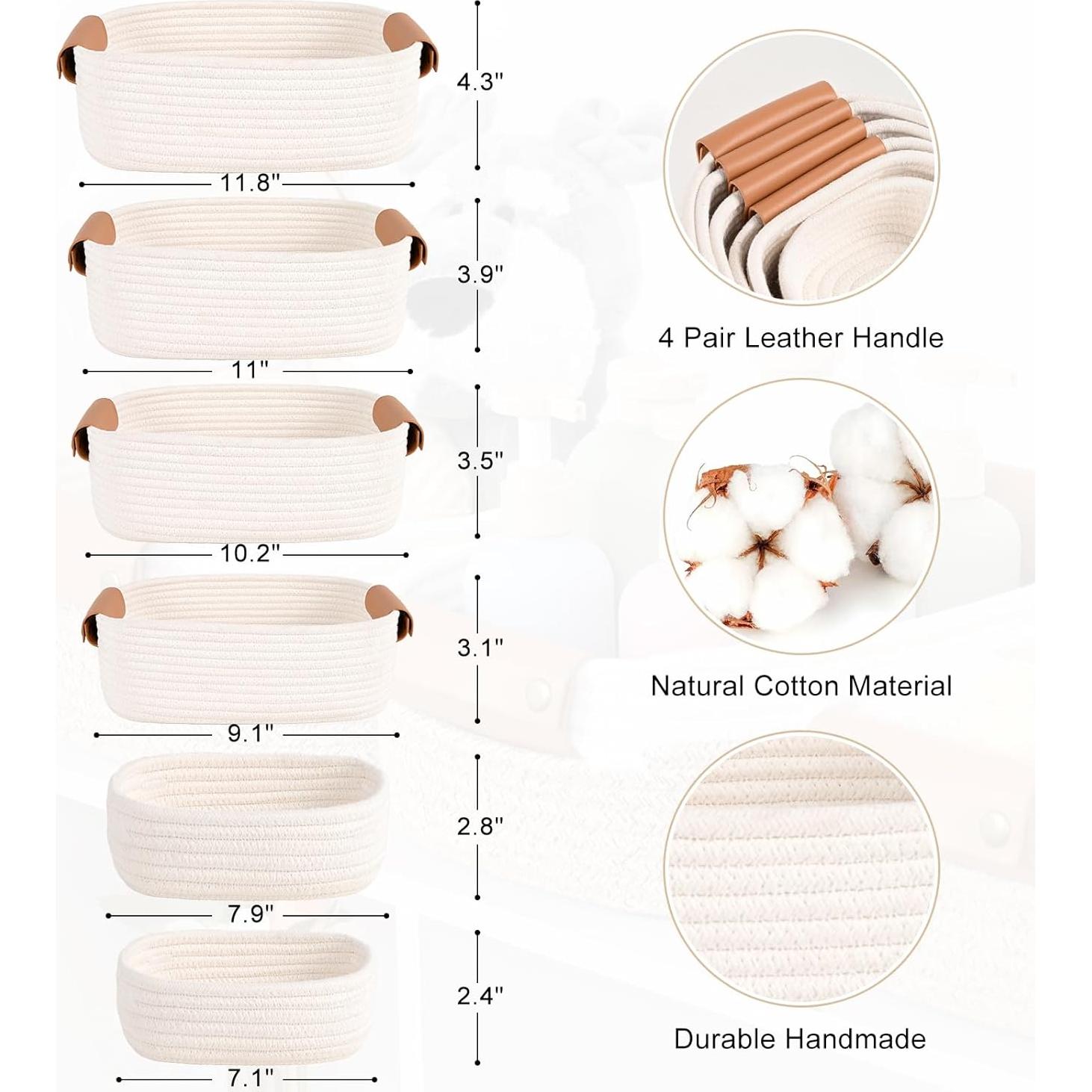 Juego de 6 Cestas de Almacenamiento Degeyoyo - Algodón Tejido