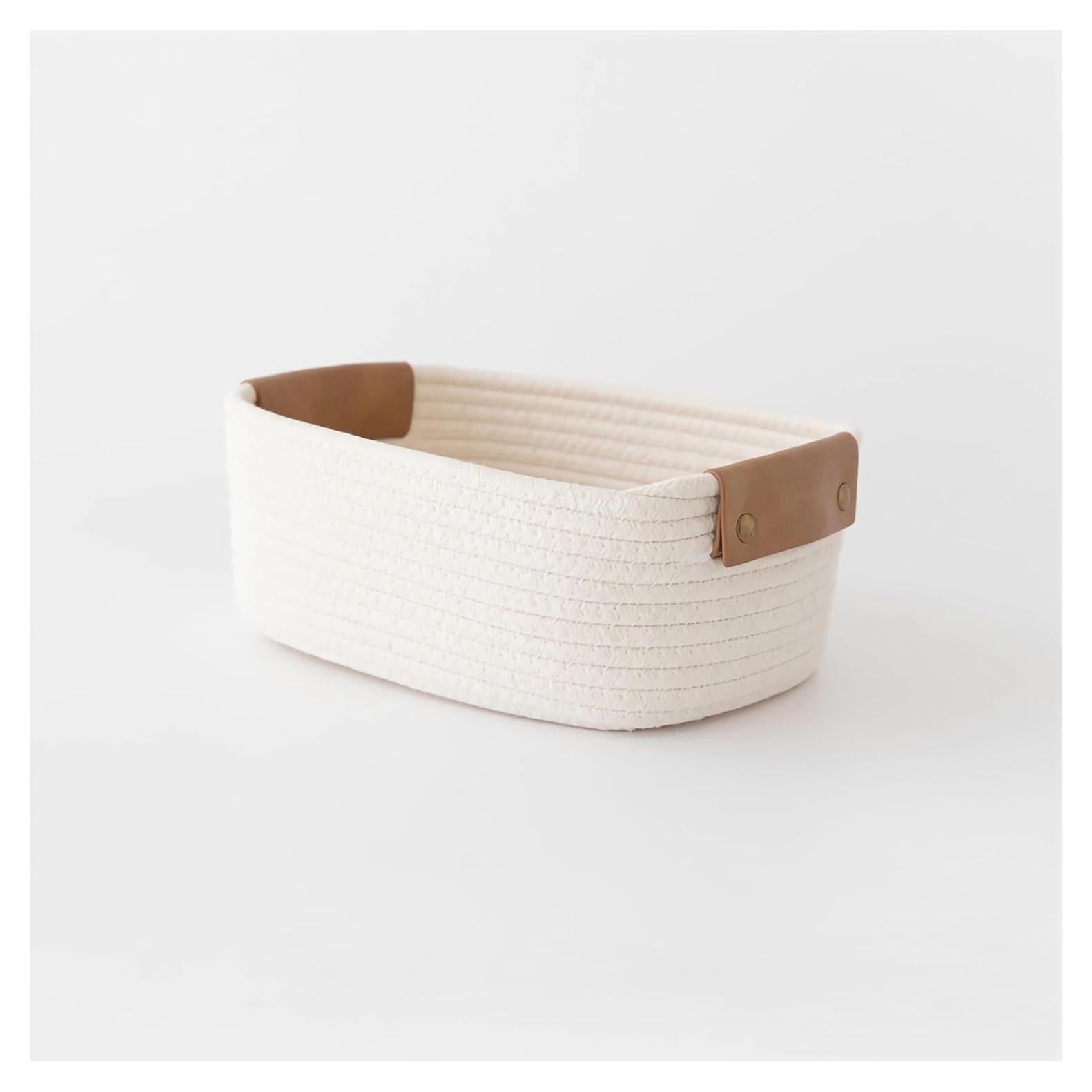 Cesta de Almacenamiento Pequeña SOORXIEIN Algodón Blanco