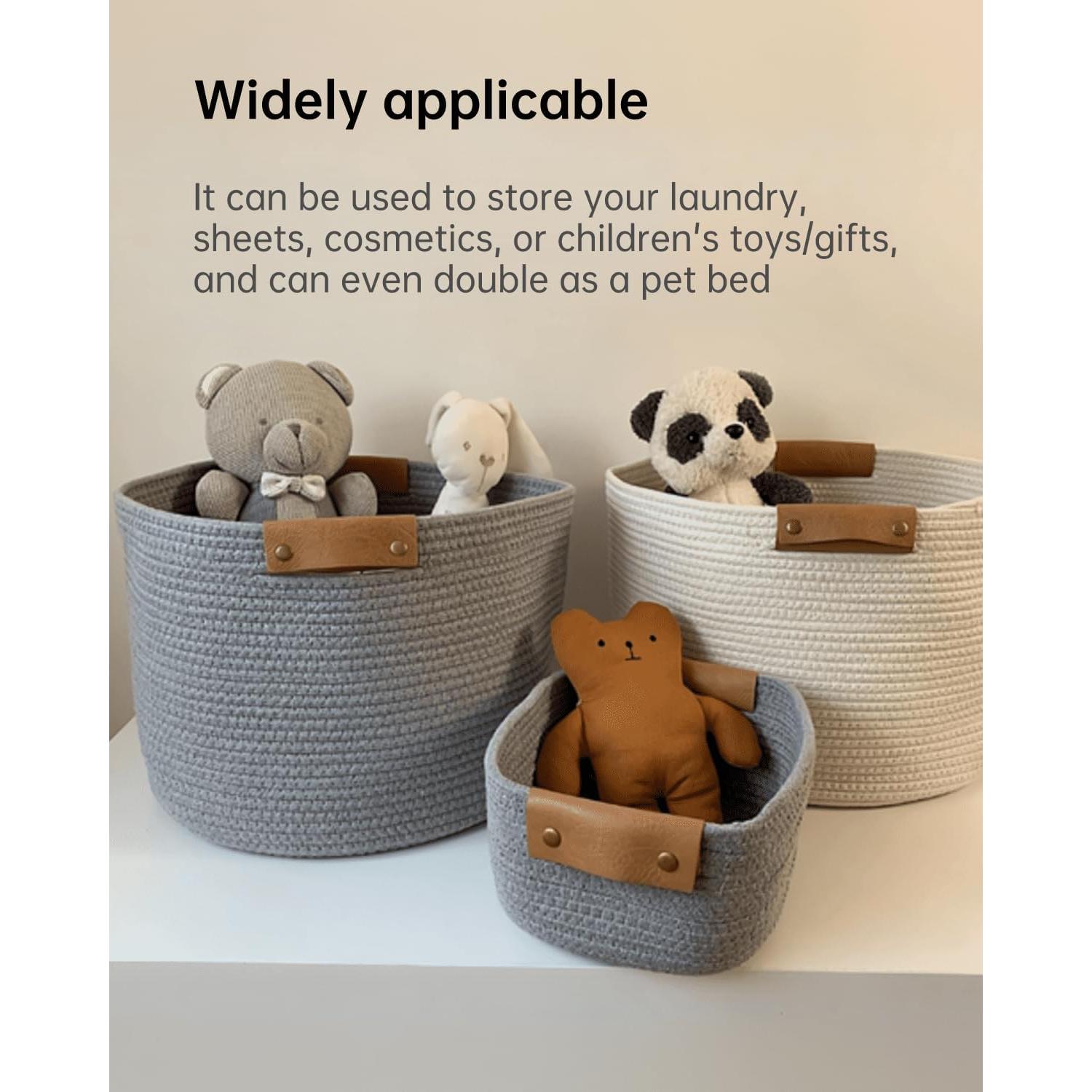 Cesta de Almacenamiento Pequeña SOORXIEIN Algodón Blanco