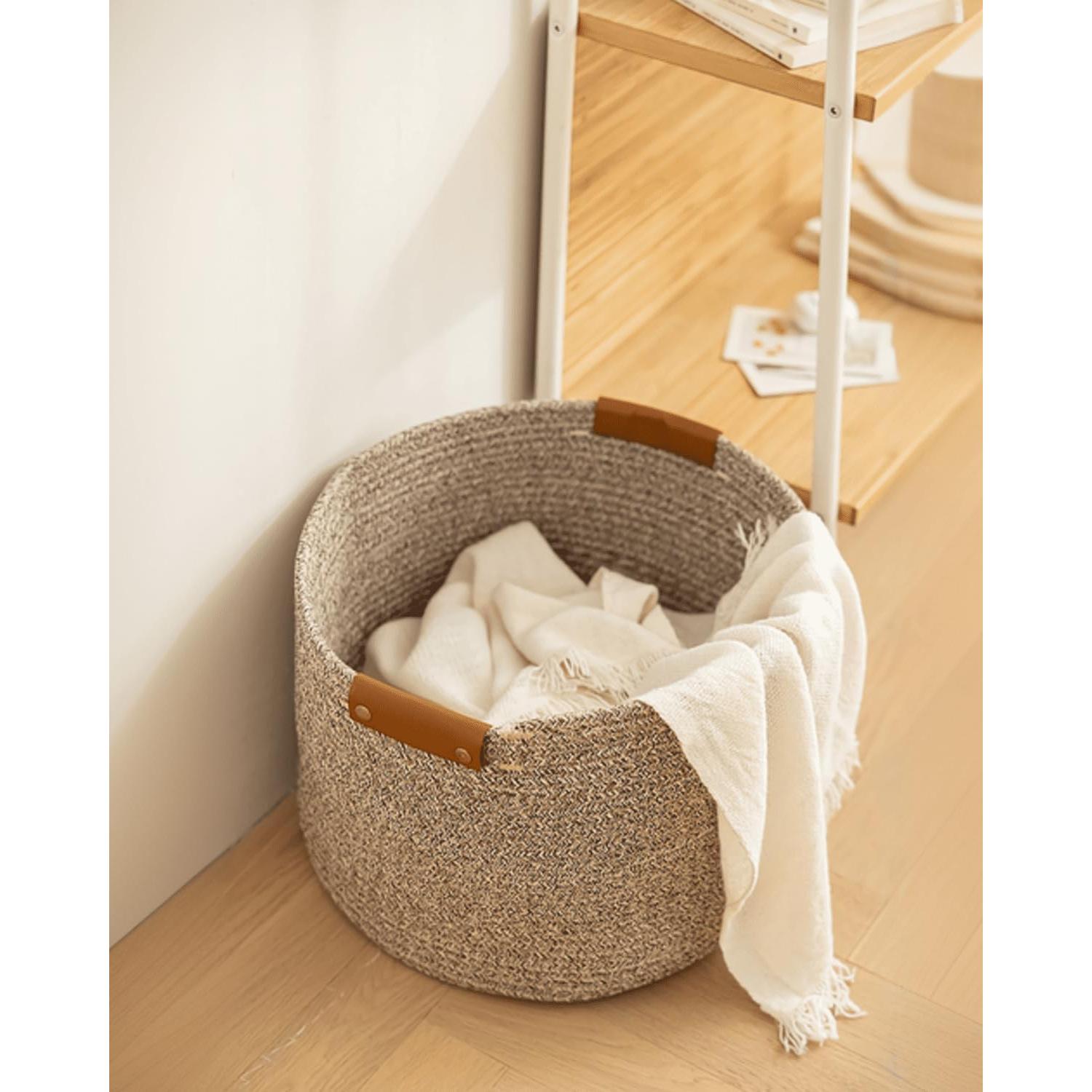 Cesta de Almacenamiento Pequeña SOORXIEIN Algodón Blanco
