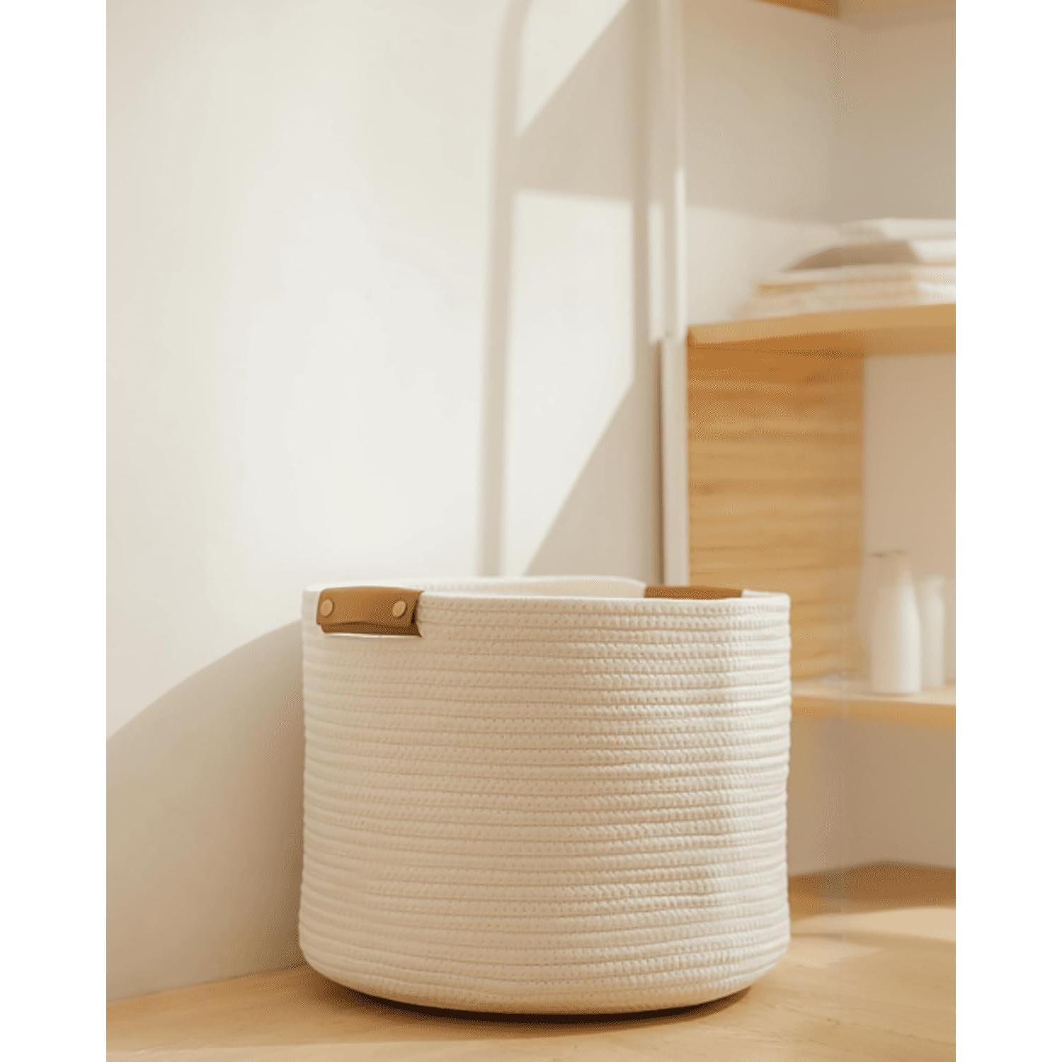 Cesta de Almacenamiento Pequeña SOORXIEIN Algodón Blanco