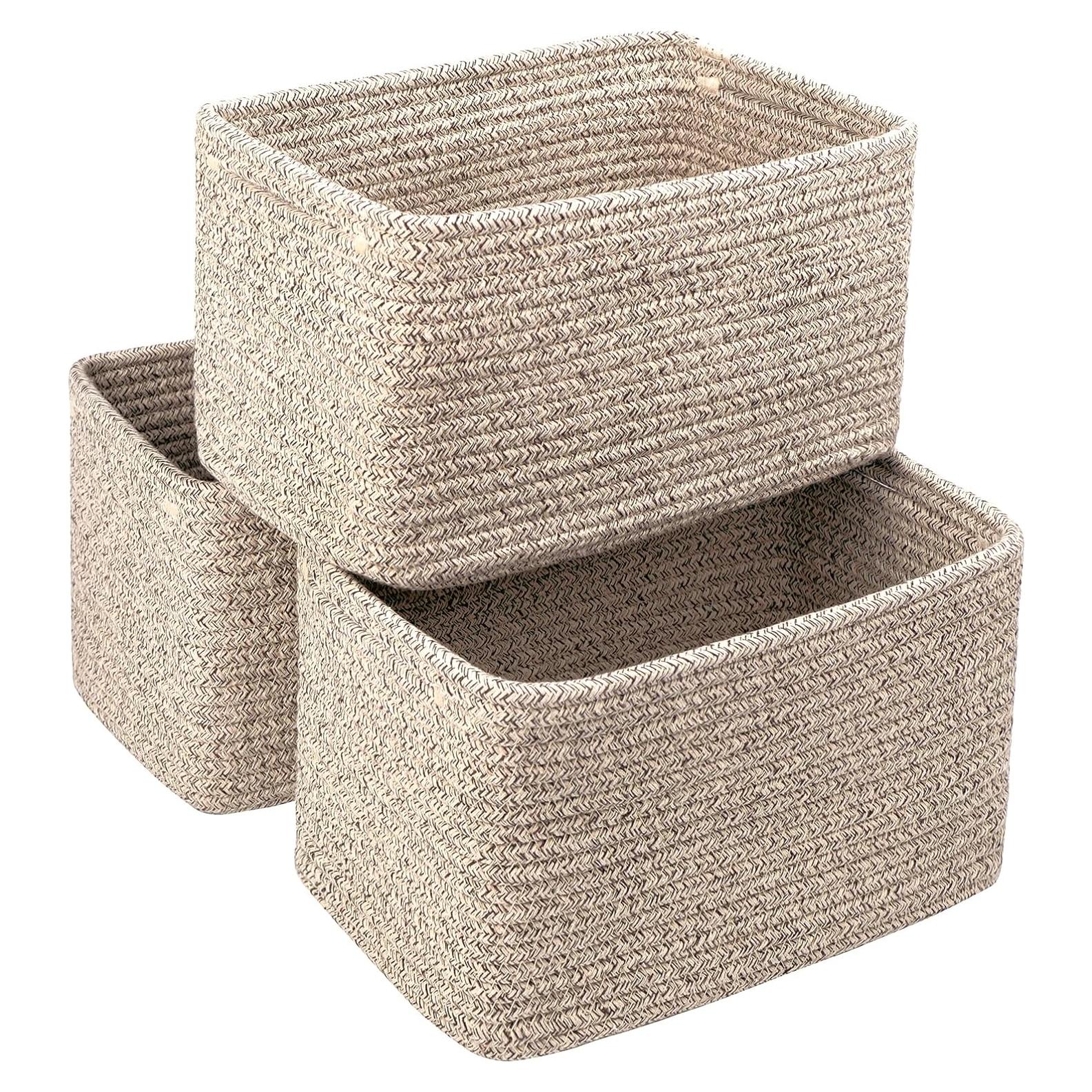 Juego de 3 cestas de almacenamiento R RUNKA de algodón 28x18 cm