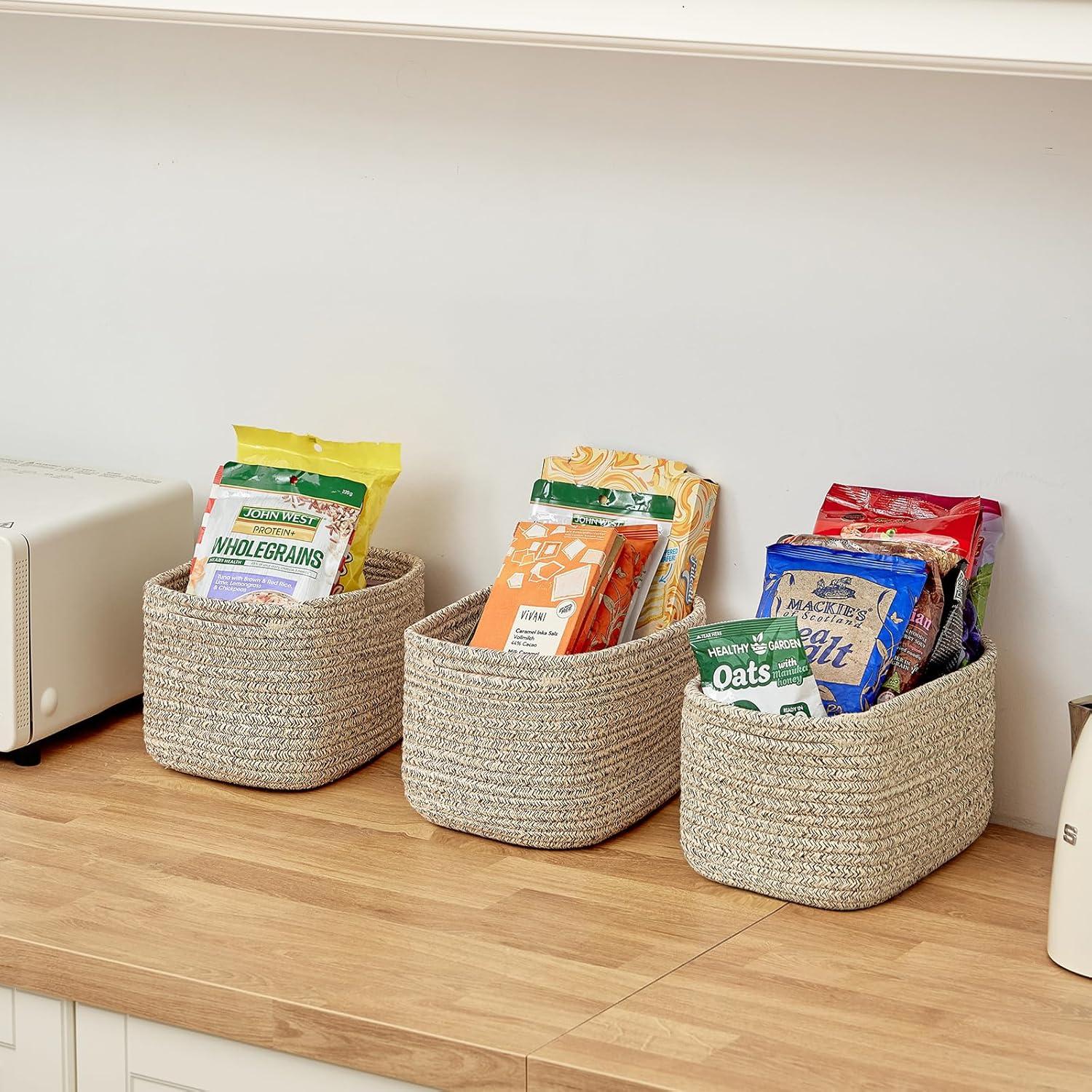 Juego de 3 cestas de almacenamiento R RUNKA de algodón 28x18 cm