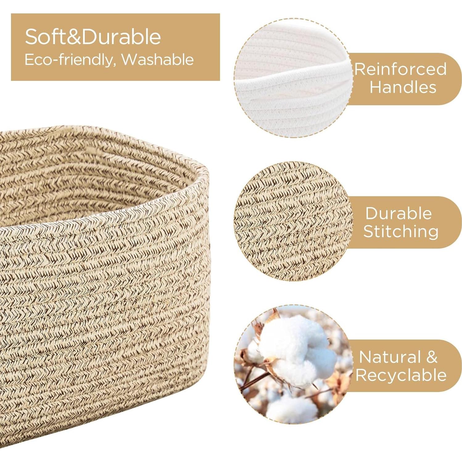 Juego de 3 cestas de almacenamiento R RUNKA de algodón 28x18 cm