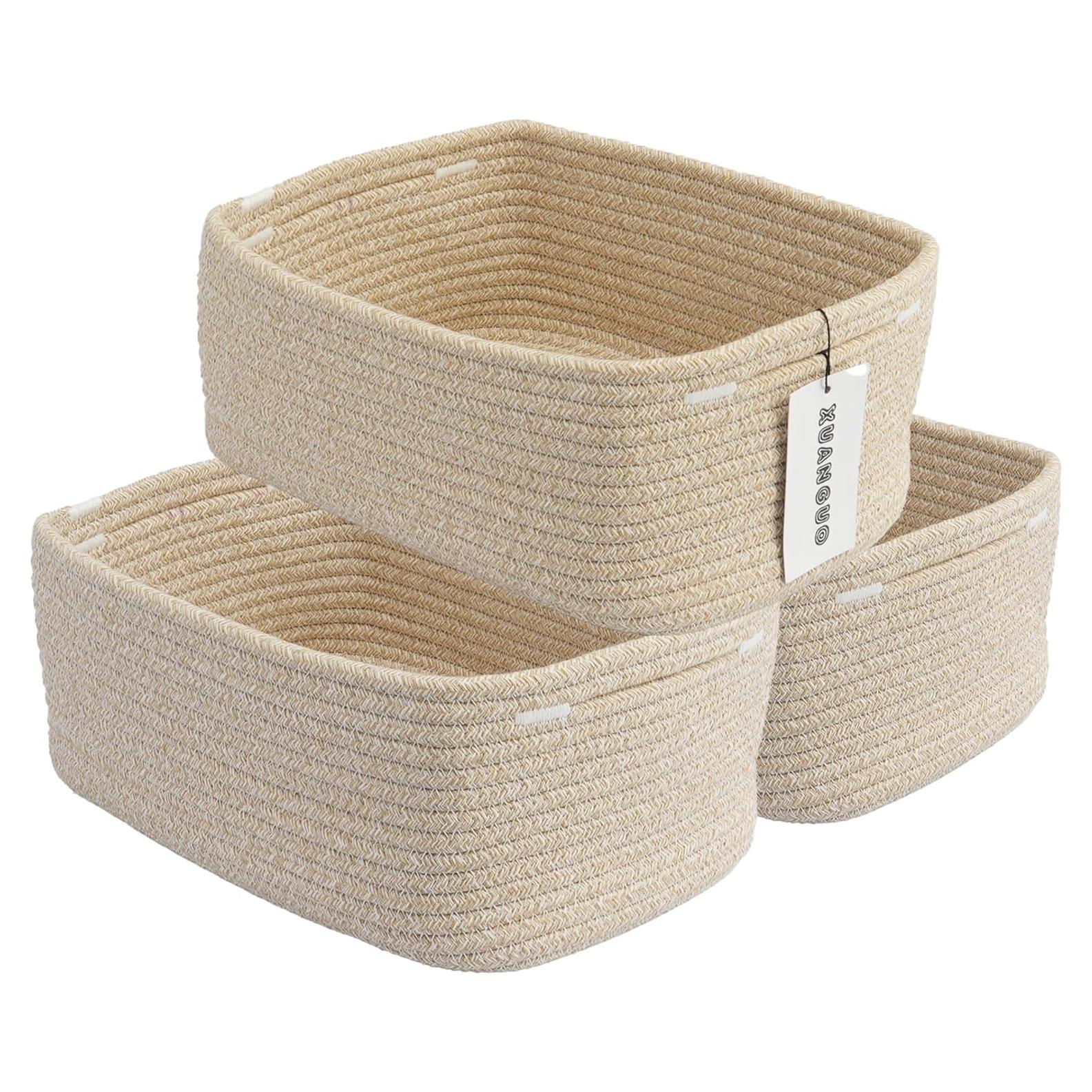 Cestas de Almacenamiento Tejidas XUANGUO 30x20x12 cm - 3 Piezas