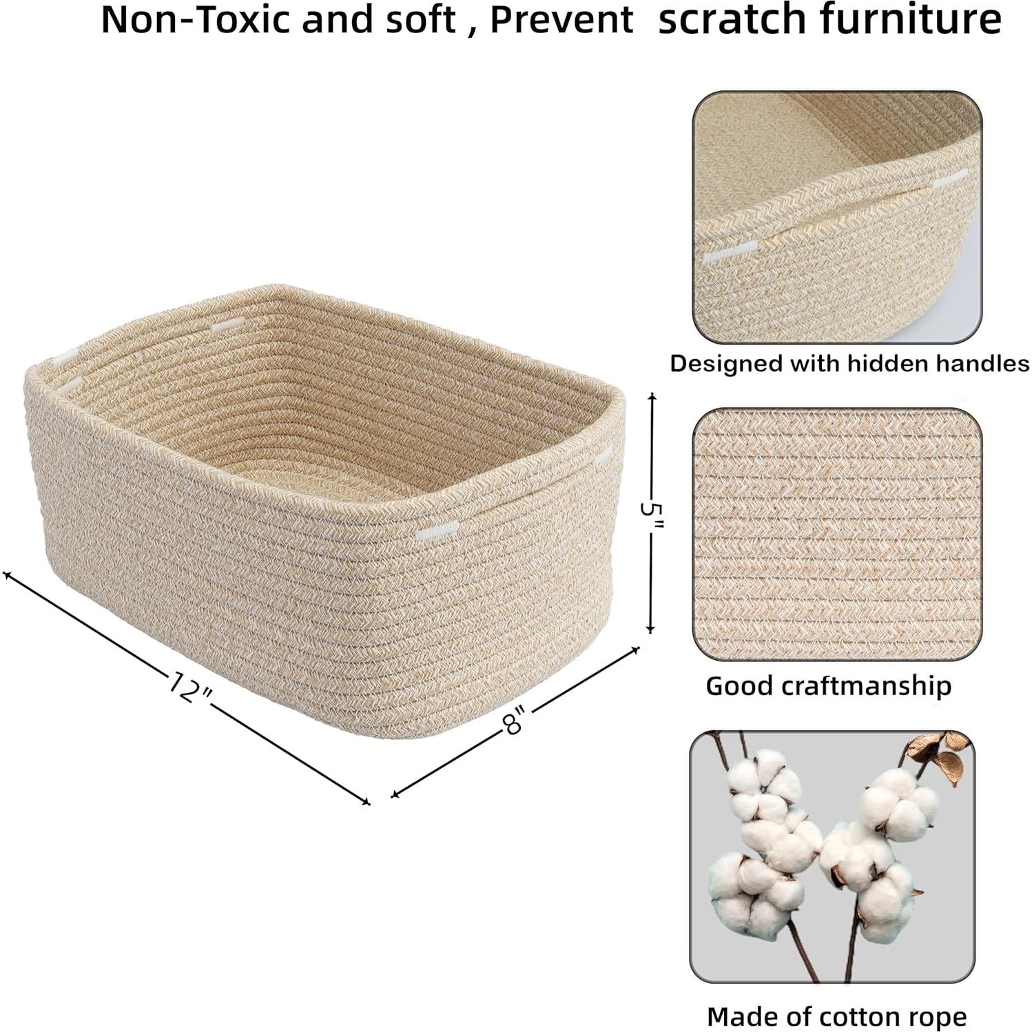 Cestas de Almacenamiento Tejidas XUANGUO 30x20x12 cm - 3 Piezas