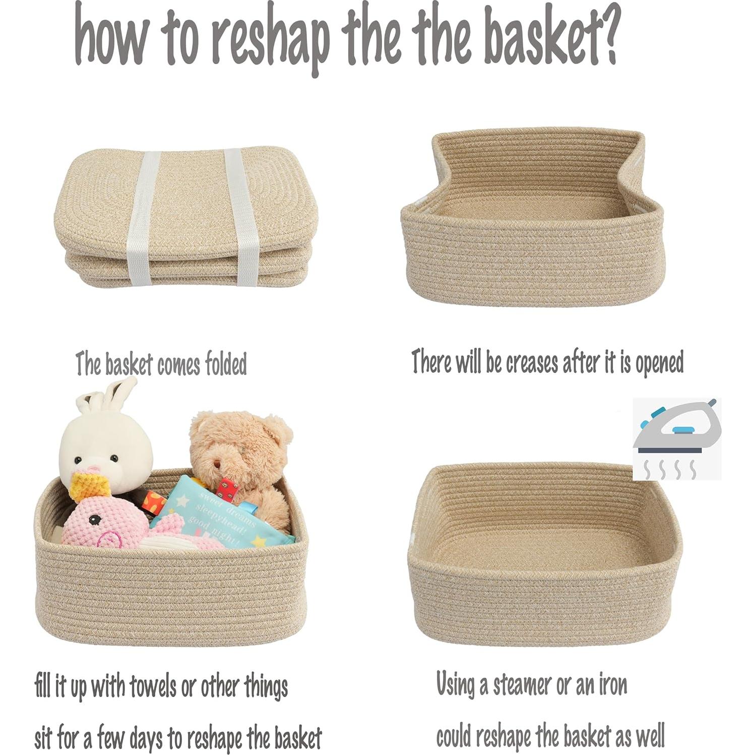 Cestas de Almacenamiento Tejidas XUANGUO 30x20x12 cm - 3 Piezas