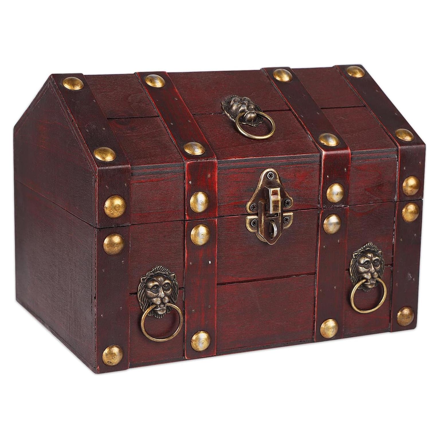 Cofre del Tesoro Grande SICOHOME de Madera Vintage 23.9x17.5x17.8cm