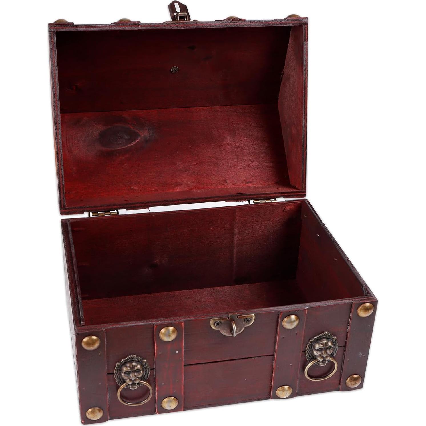 Cofre del Tesoro Grande SICOHOME de Madera Vintage 23.9x17.5x17.8cm