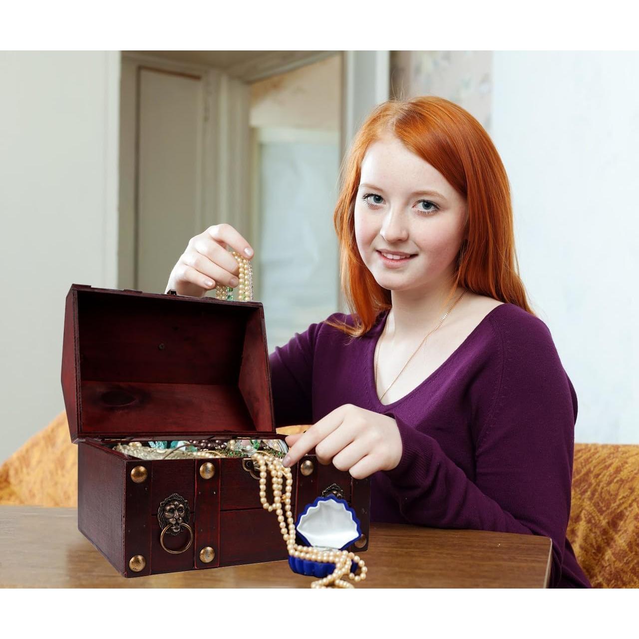 Cofre del Tesoro Grande SICOHOME de Madera Vintage 23.9x17.5x17.8cm