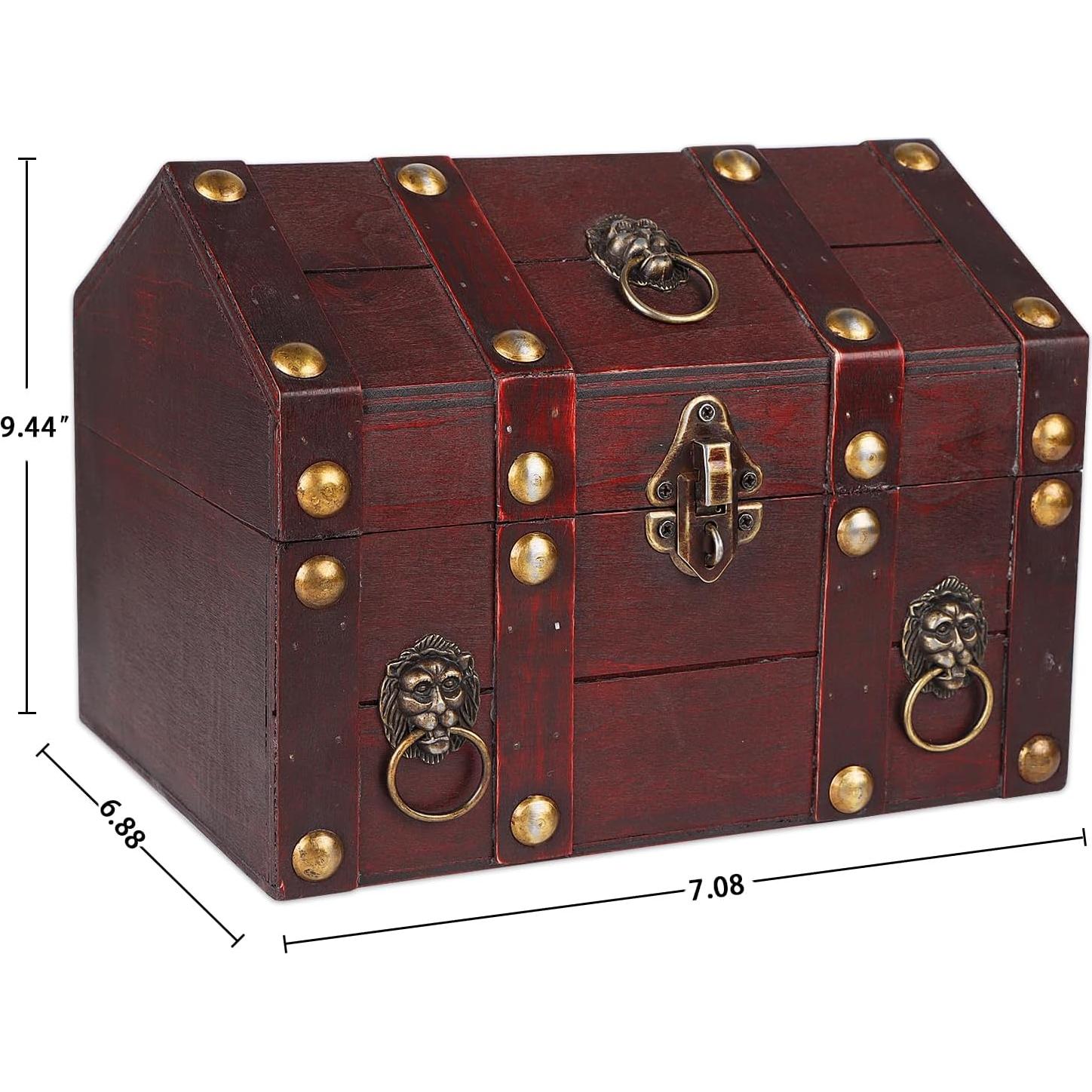 Cofre del Tesoro Grande SICOHOME de Madera Vintage 23.9x17.5x17.8cm