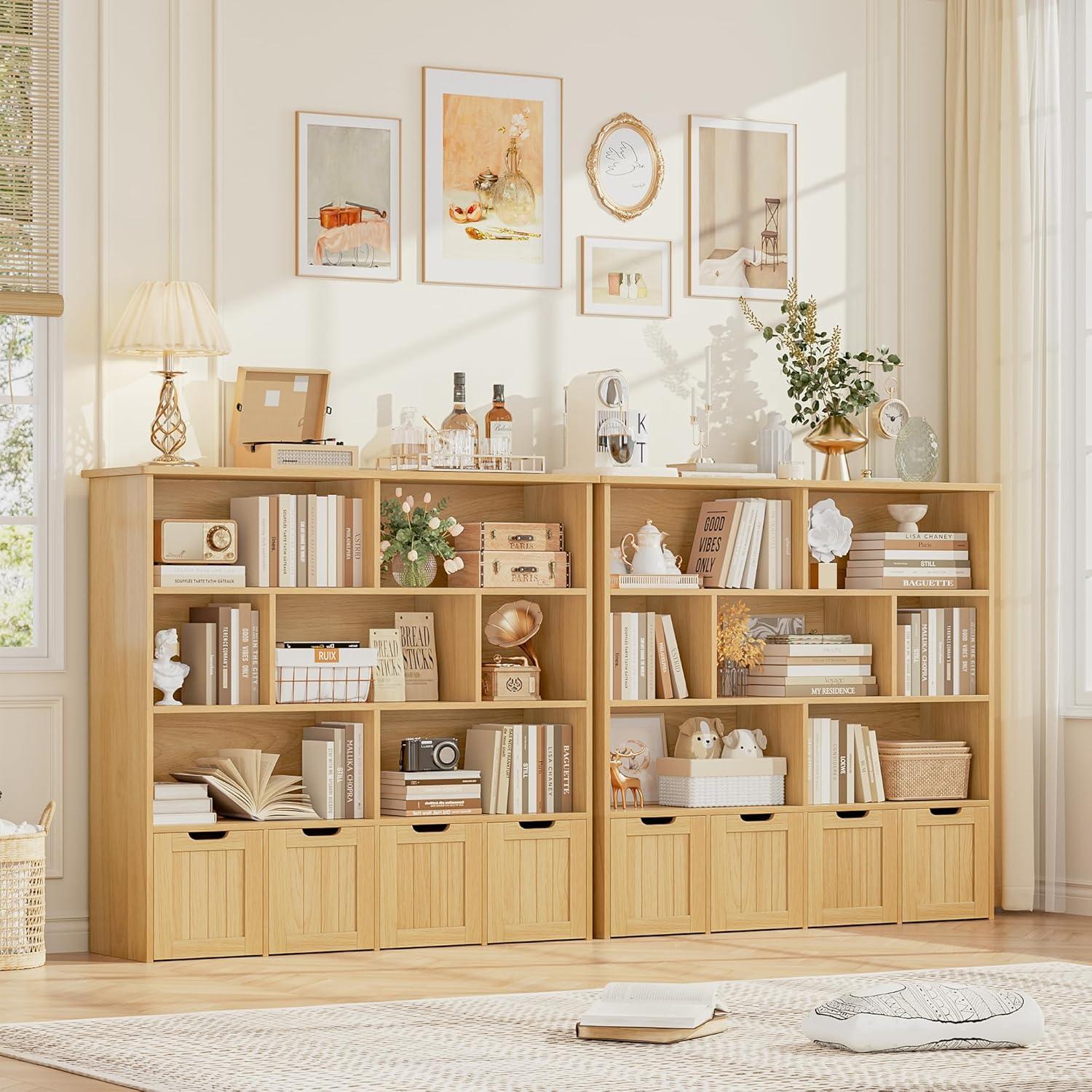 Organizador de Almacenamiento de Juguetes FINETONES Natural con 4 Cofres y 7 Cubos