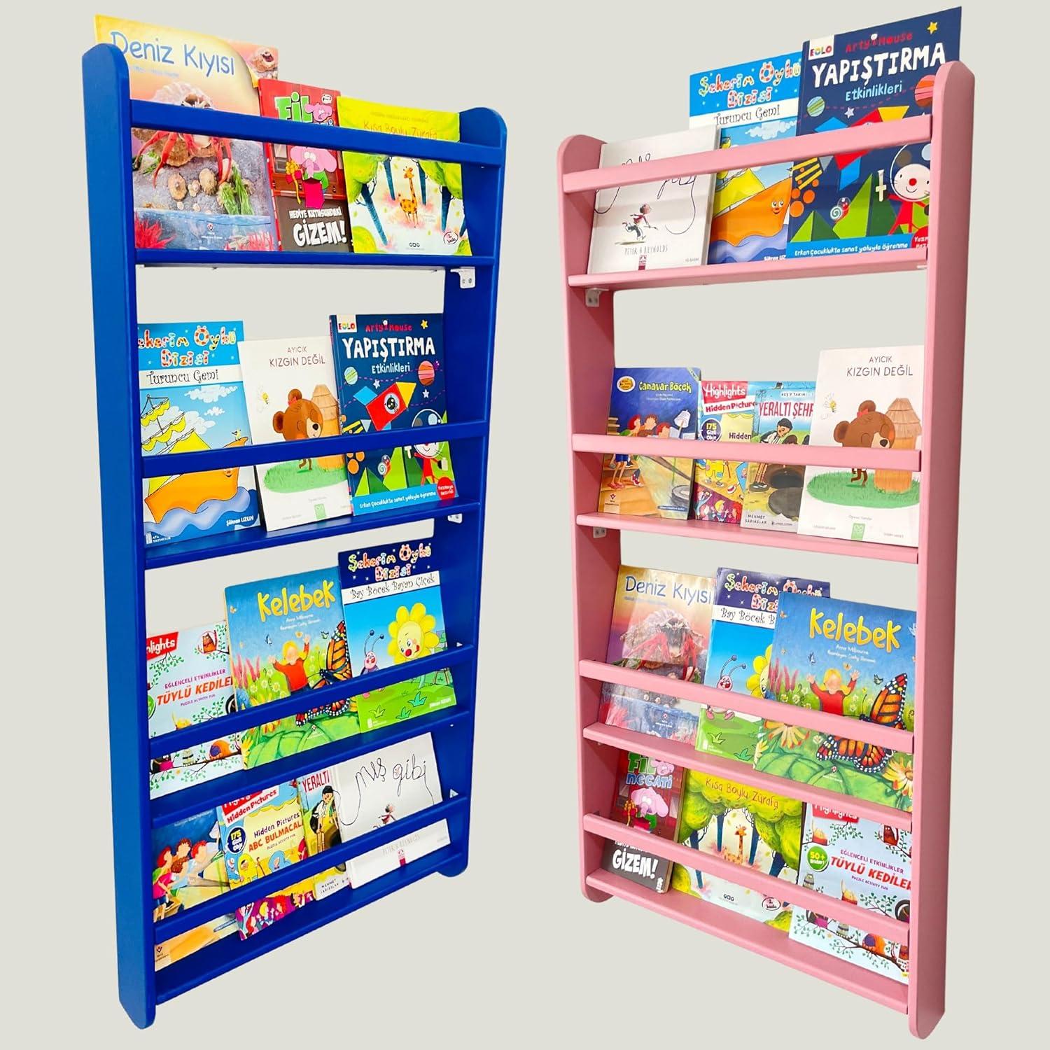 Estantería Montessori de Madera de Pino Rosa 4 Niveles