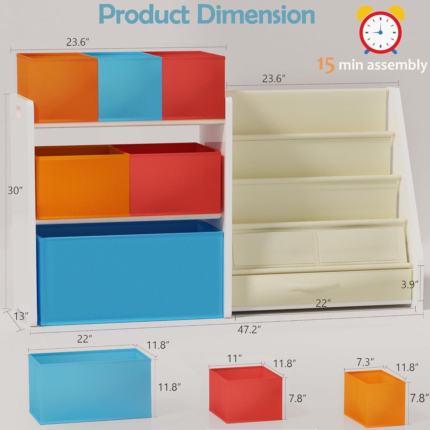 Organizador de Juguetes Tohiasen Blanco 3 Niveles con 6 Cajas