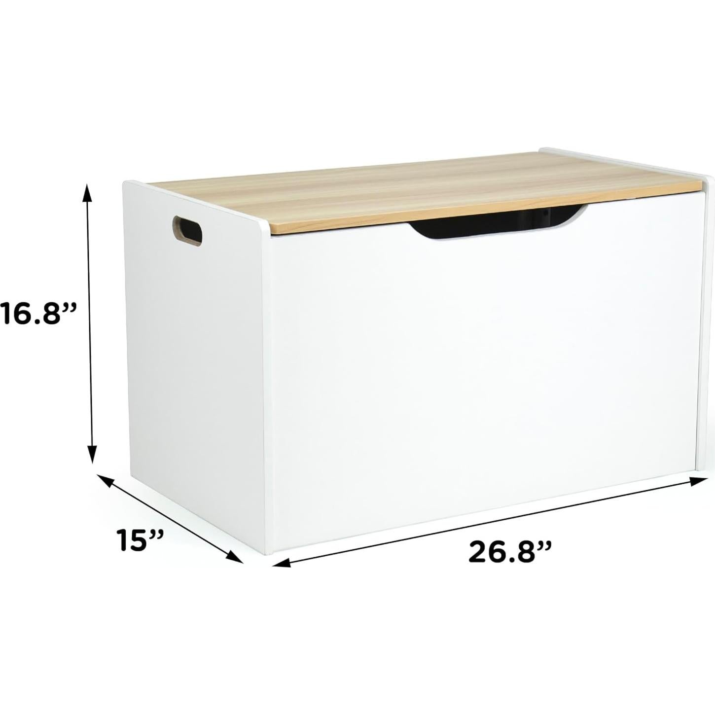 Cofre de Juguetes Humble Crew Blanco y Madera Natural 68.6x38.1x42.4cm