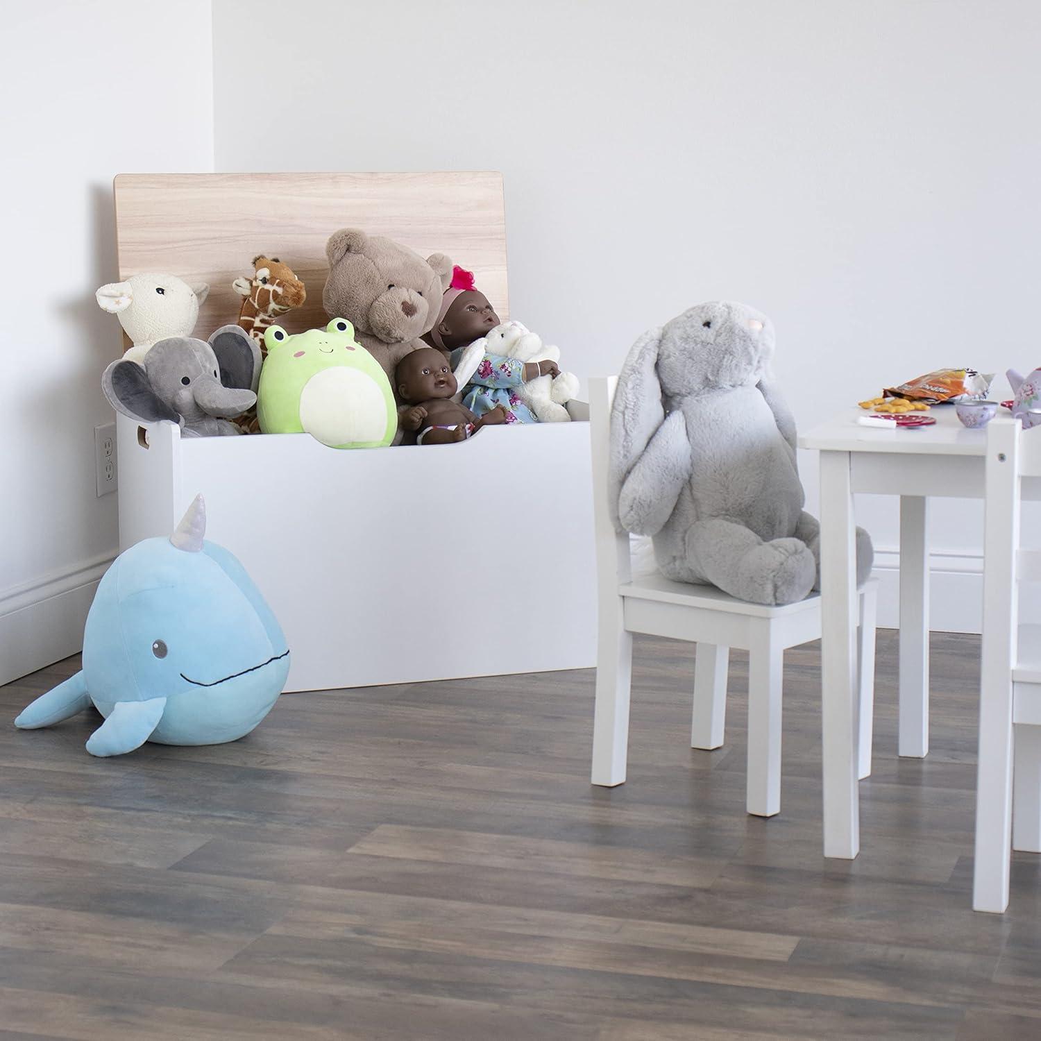 Cofre de Juguetes Humble Crew Blanco y Madera Natural 68.6x38.1x42.4cm