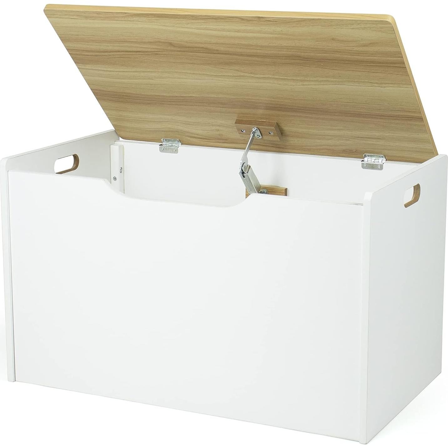 Cofre de Juguetes Humble Crew Blanco y Madera Natural 68.6x38.1x42.4cm