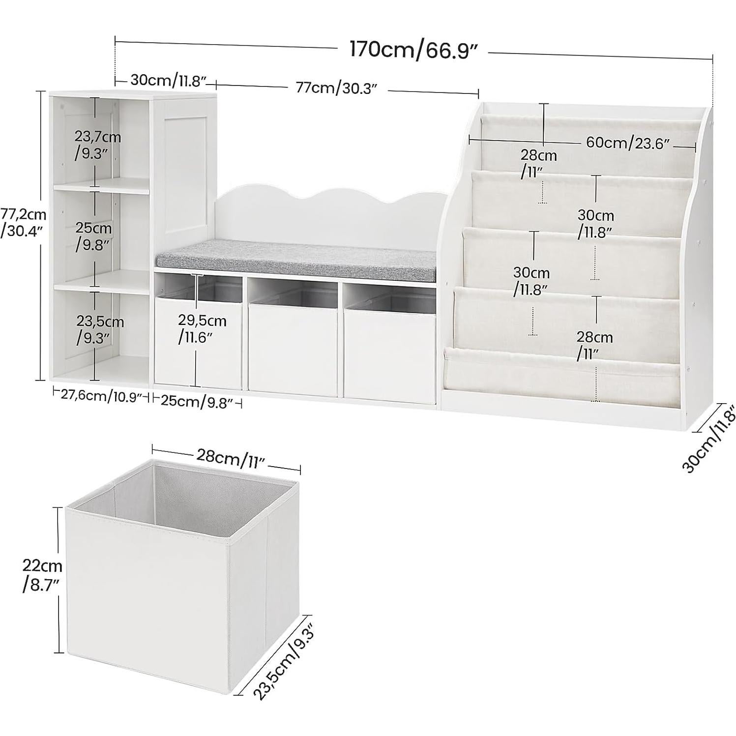 Estantería Infantil CHOEZON 66.9" con Rincón de Lectura