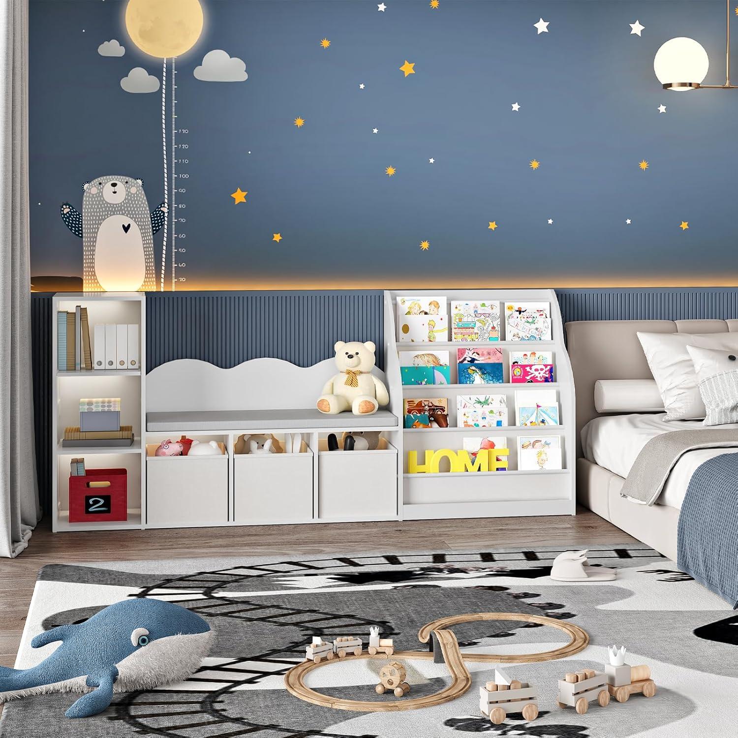 Estantería Infantil CHOEZON 66.9" con Rincón de Lectura