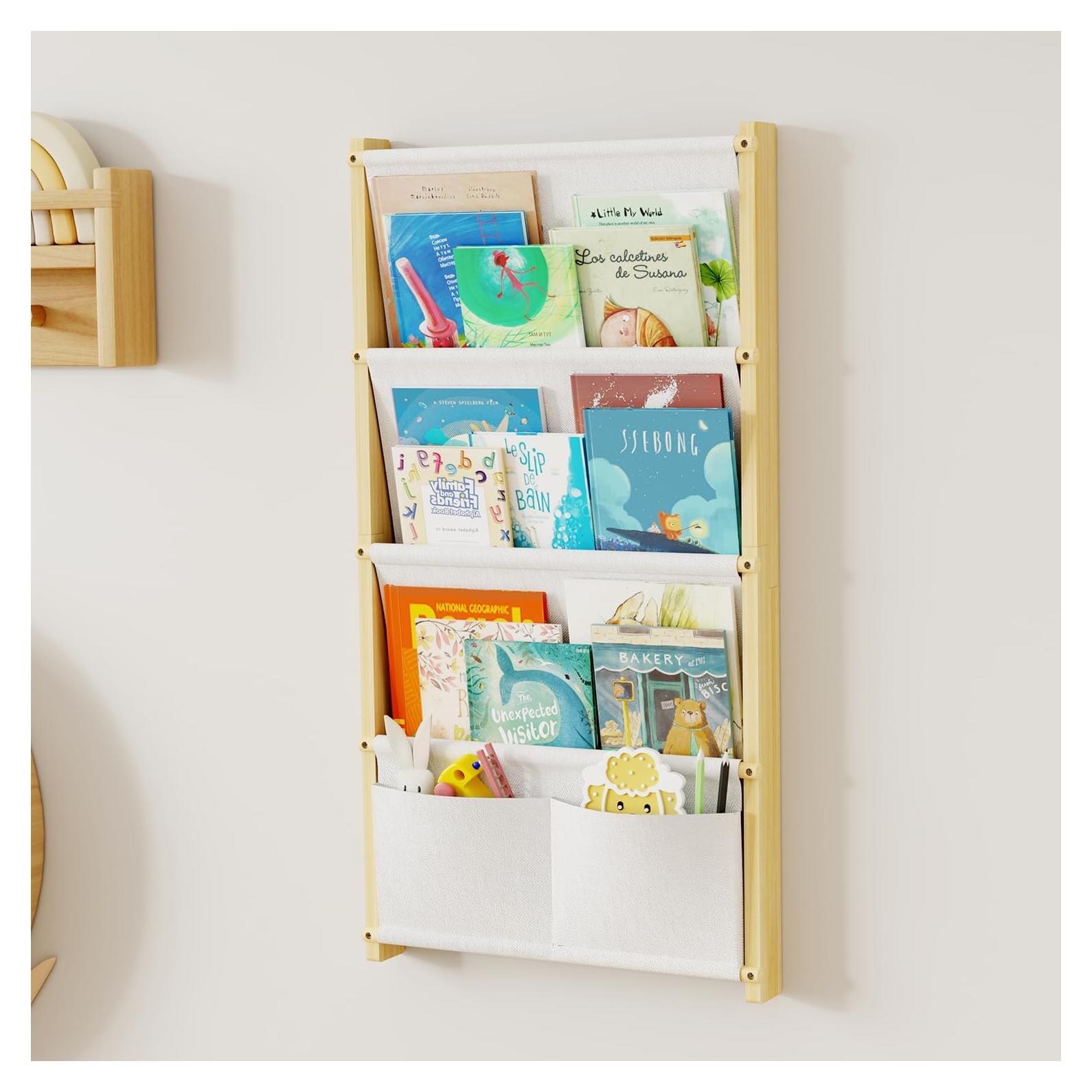 Estantería de Pared para Niños BPMFDTNL 4 Niveles Madera Blanca
