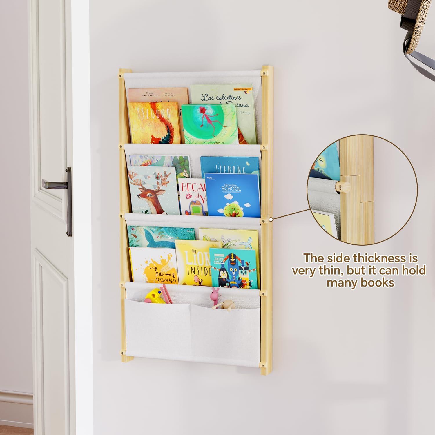 Estantería de Pared para Niños BPMFDTNL 4 Niveles Madera Blanca