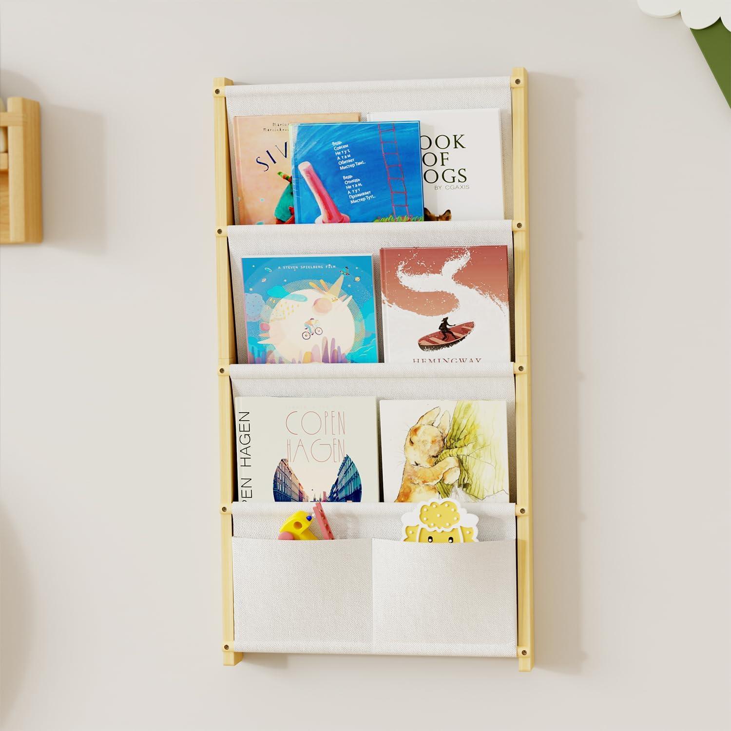 Estantería de Pared para Niños BPMFDTNL 4 Niveles Madera Blanca