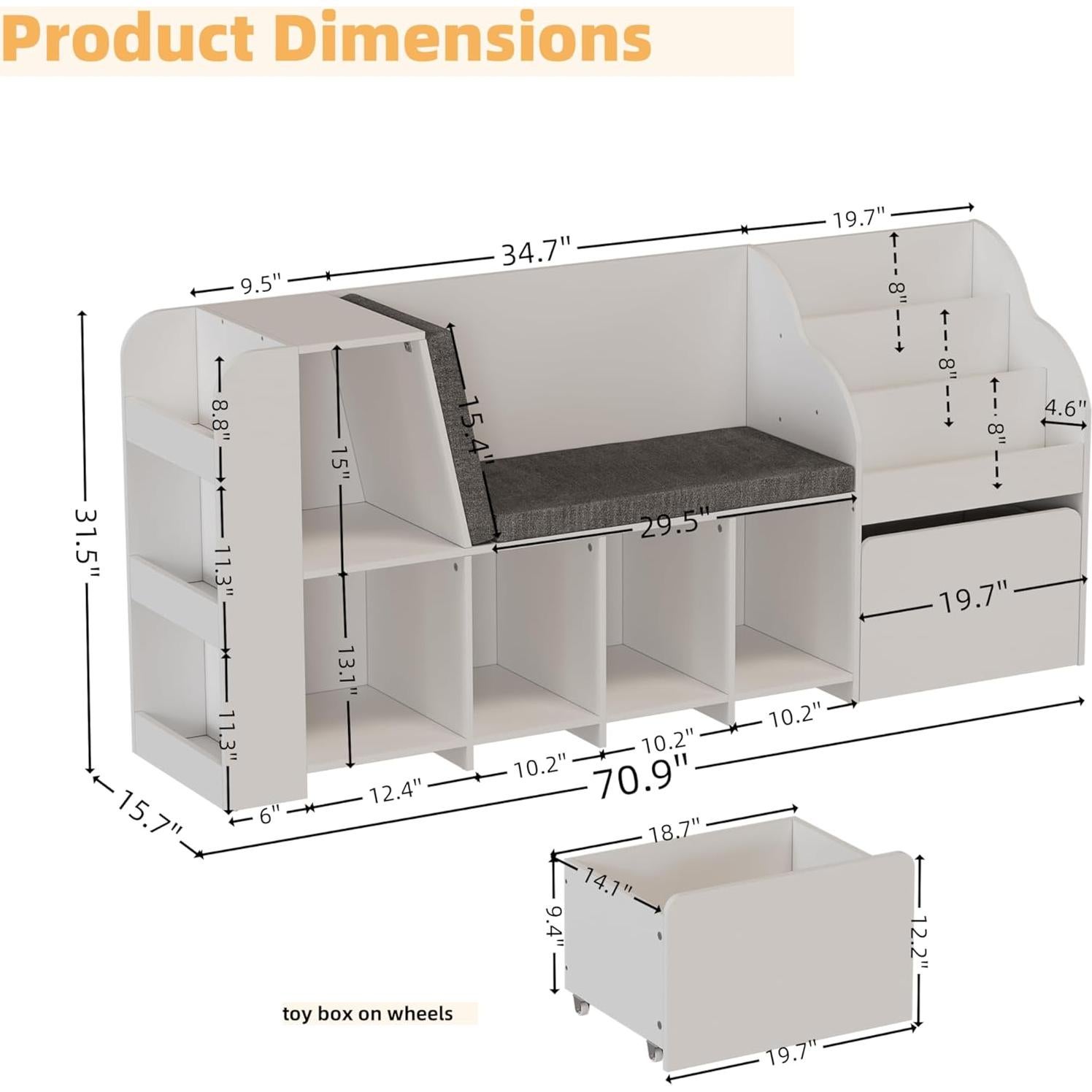 Estantería Infantil SDMY 180x40x80 cm con Rincón de Lectura