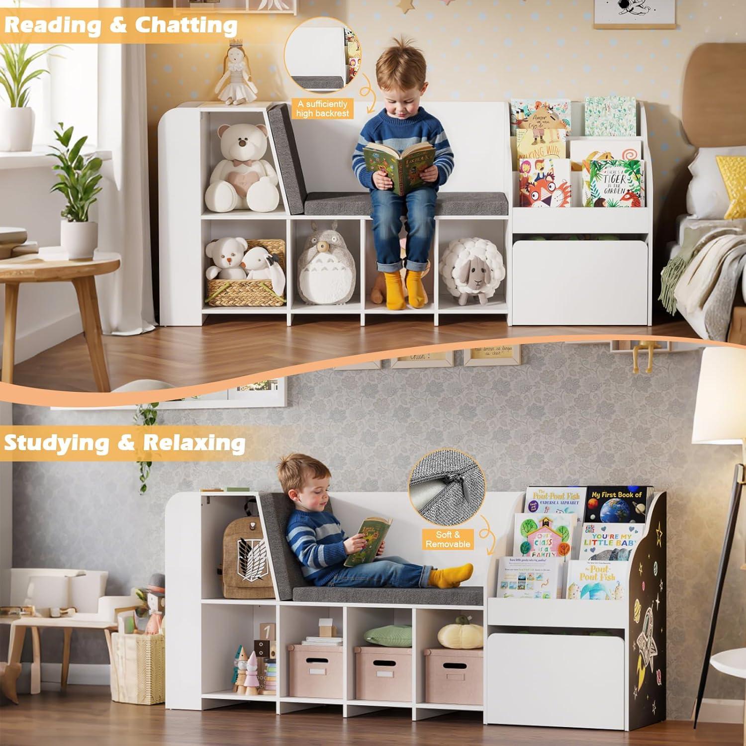 Estantería Infantil SDMY 180x40x80 cm con Rincón de Lectura