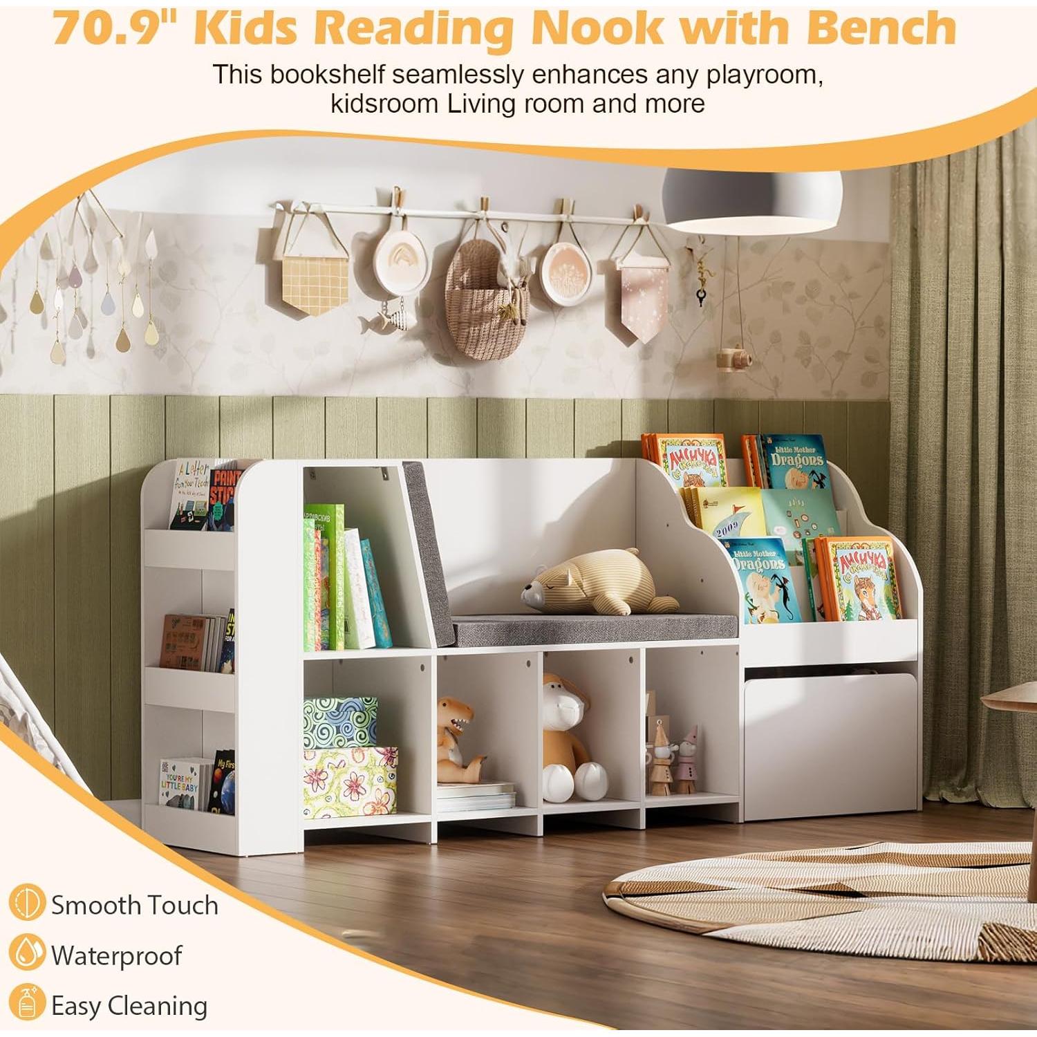 Estantería Infantil SDMY 180x40x80 cm con Rincón de Lectura