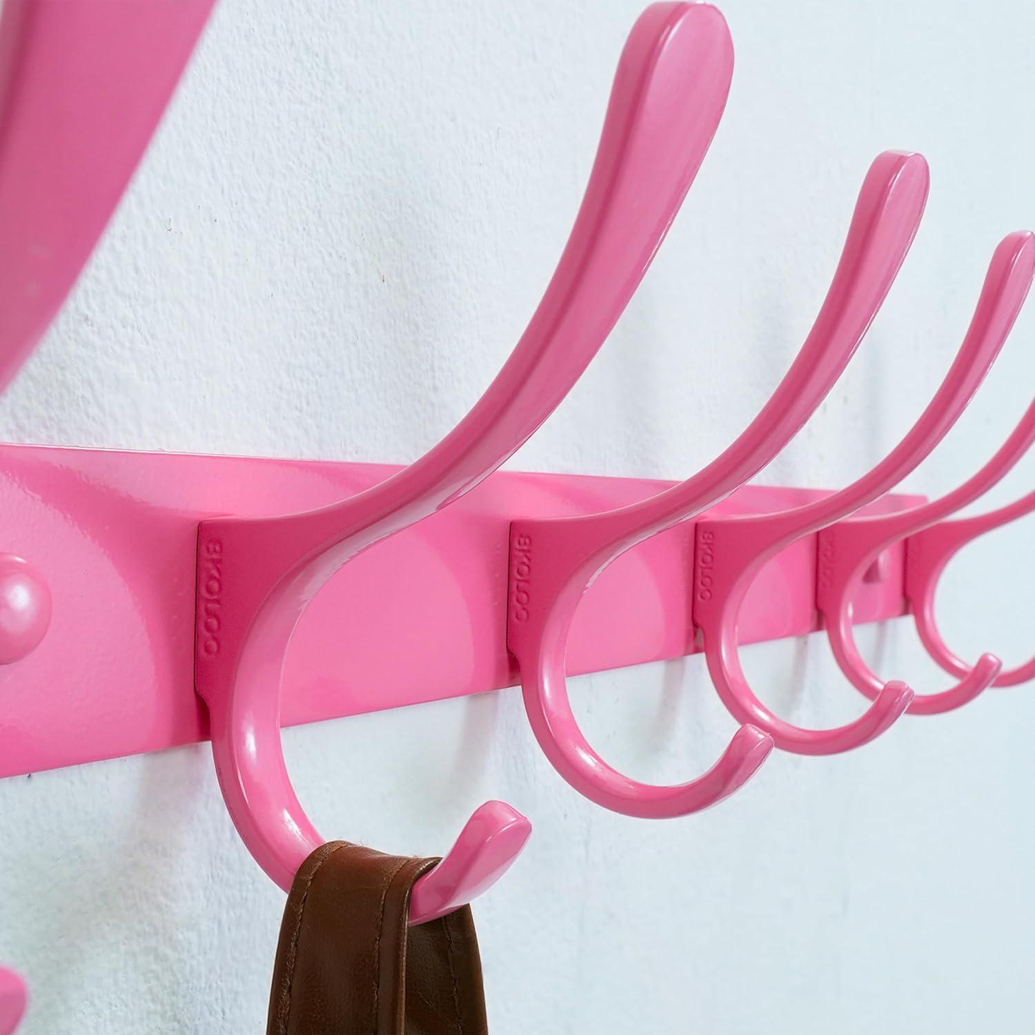 Perchero de Pared SKOLOO Rosa - 6 Ganchos Acero Inoxidable