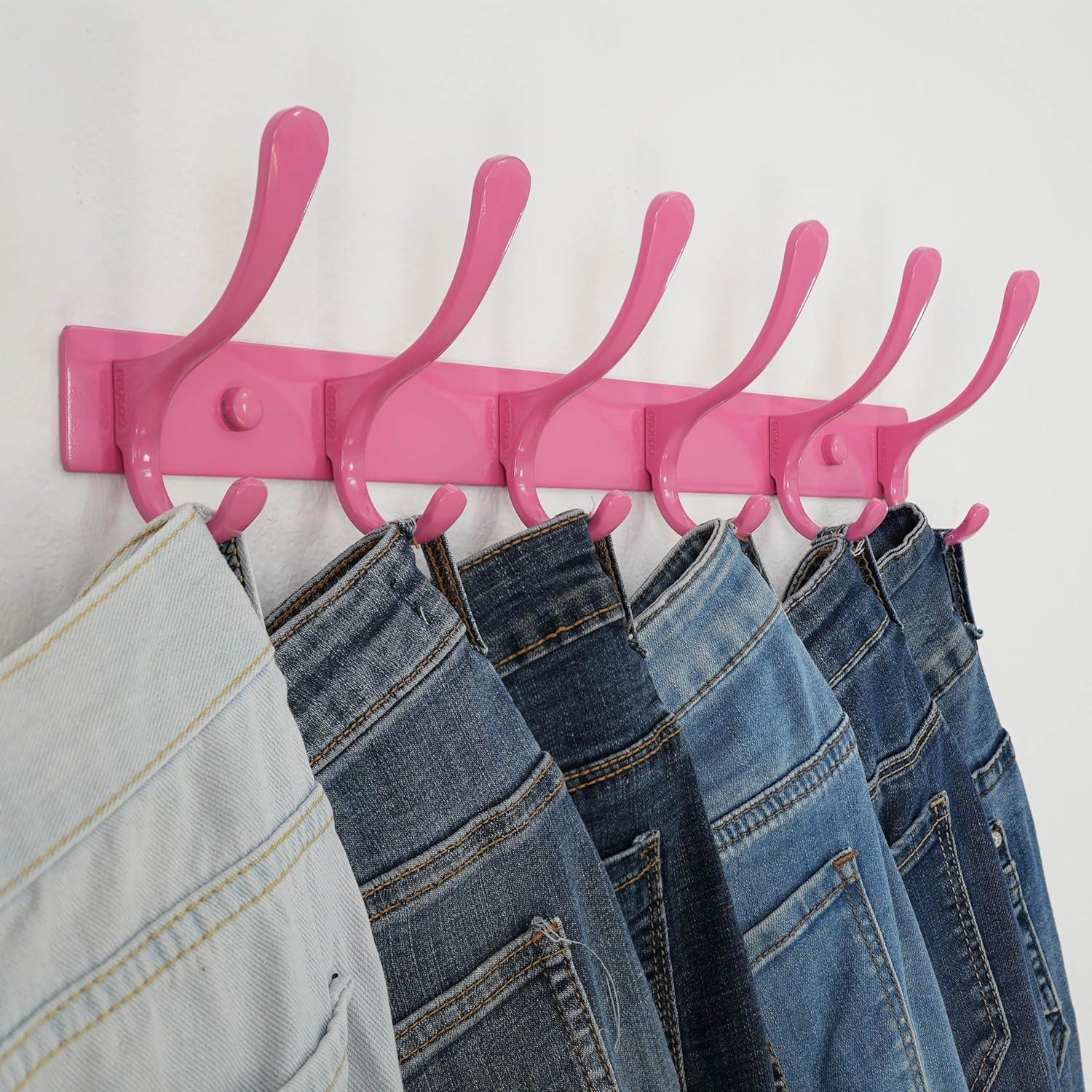 Perchero de Pared SKOLOO Rosa - 6 Ganchos Acero Inoxidable