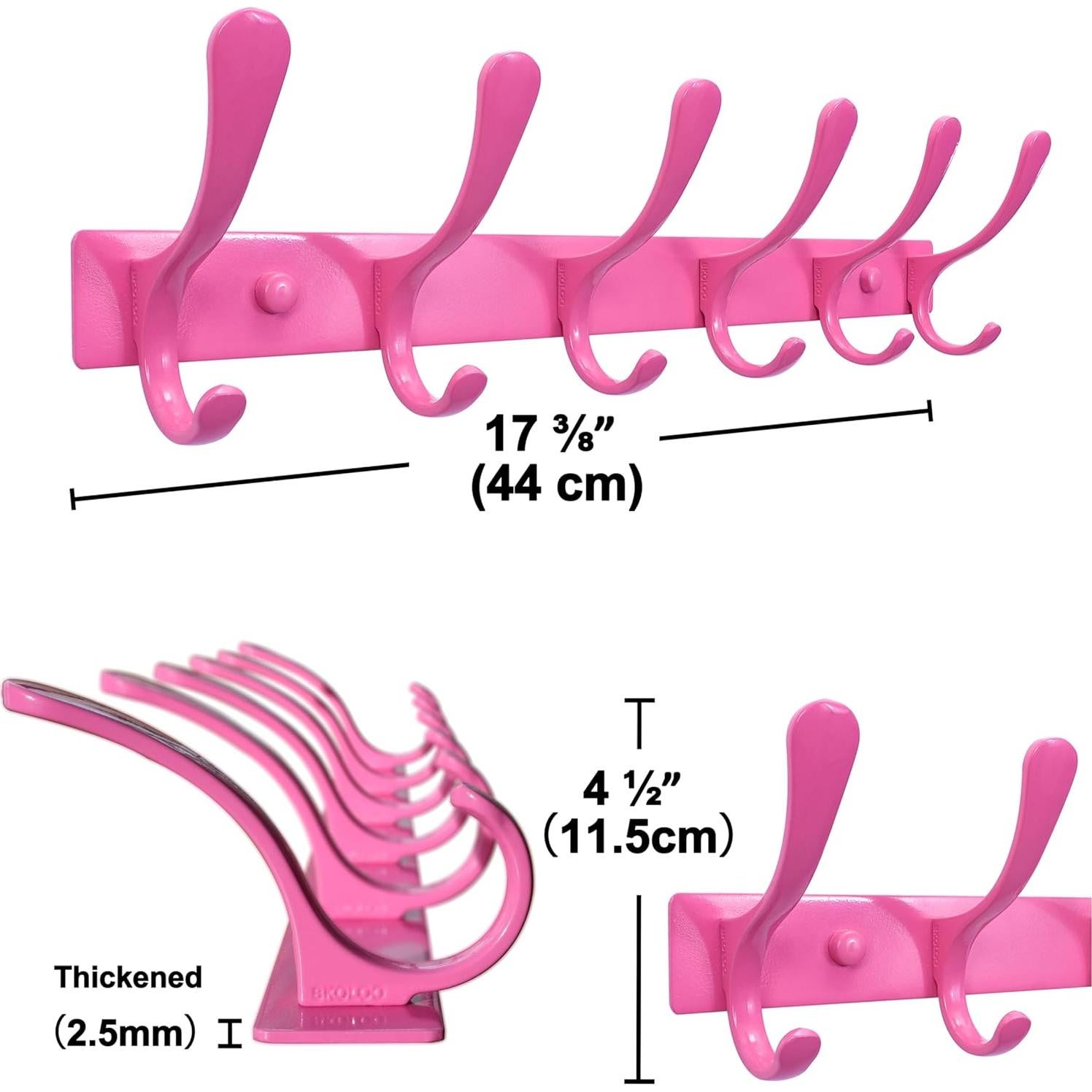 Perchero de Pared SKOLOO Rosa - 6 Ganchos Acero Inoxidable