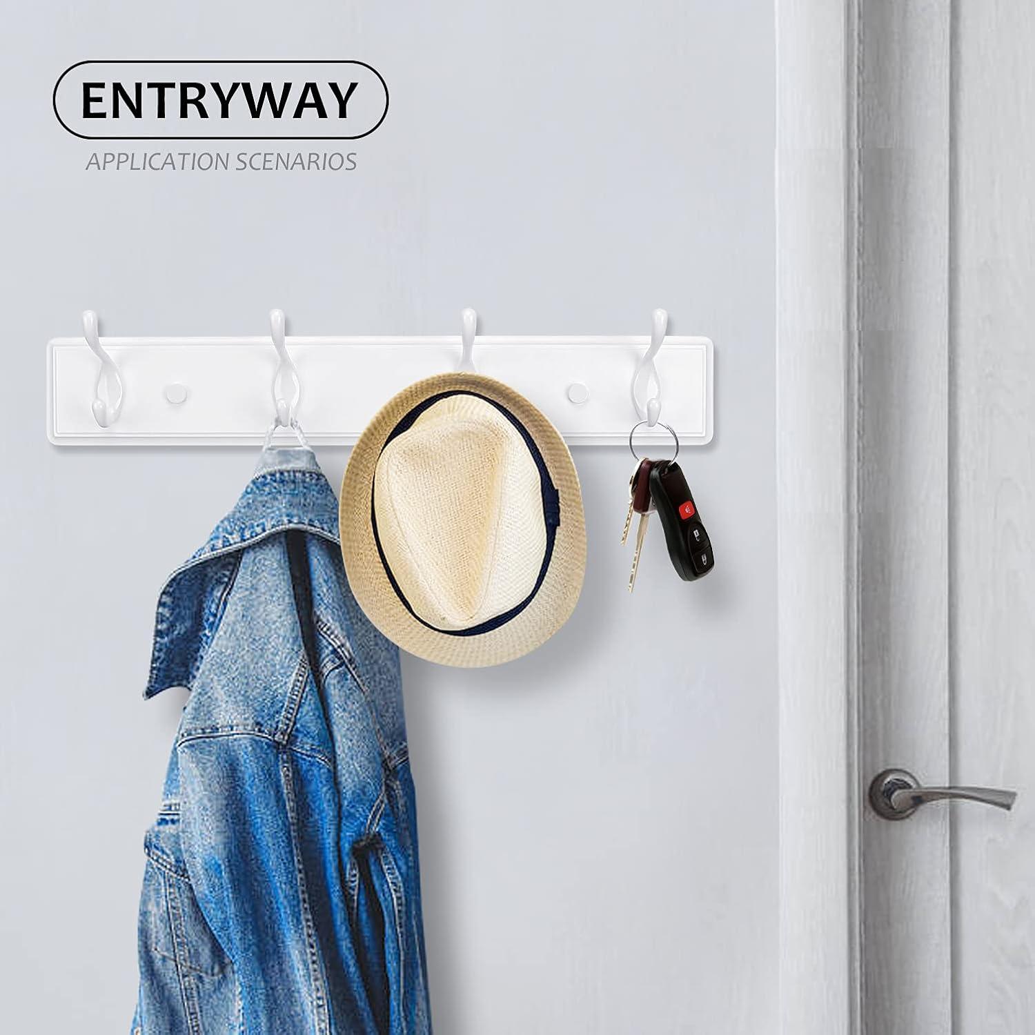 Perchero de Madera Badiano Blanco 4 Ganchos para Pared