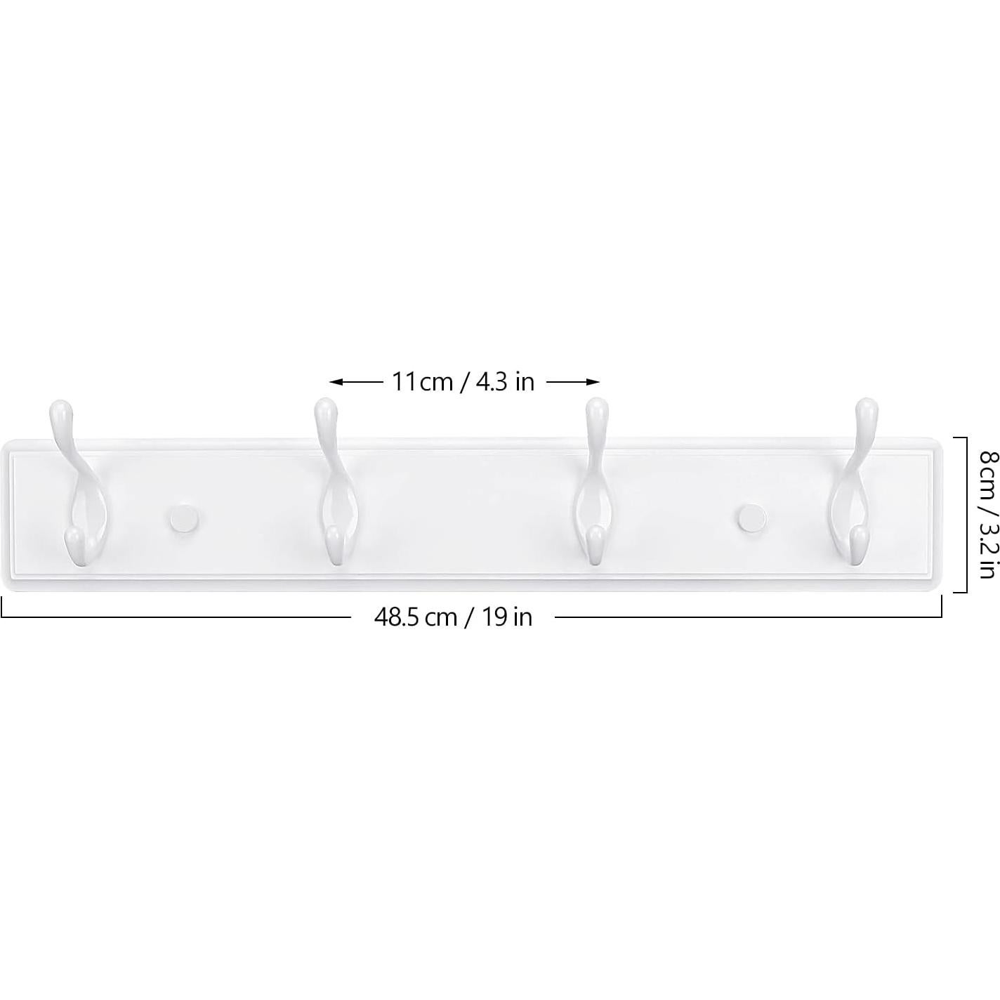 Perchero de Madera Badiano Blanco 4 Ganchos para Pared