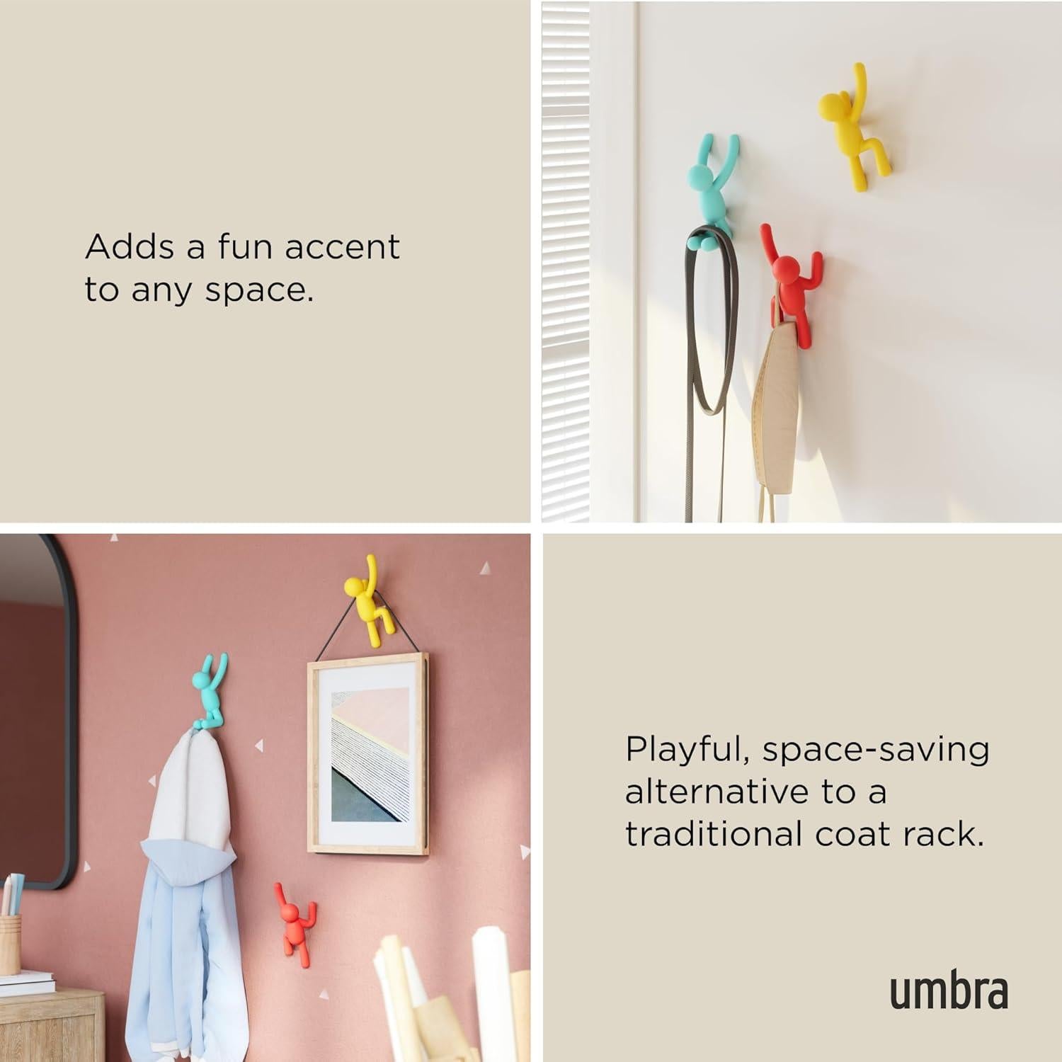 Ganchos de Pared Umbra Buddy Set de 3 Multicolores 2.3 kg