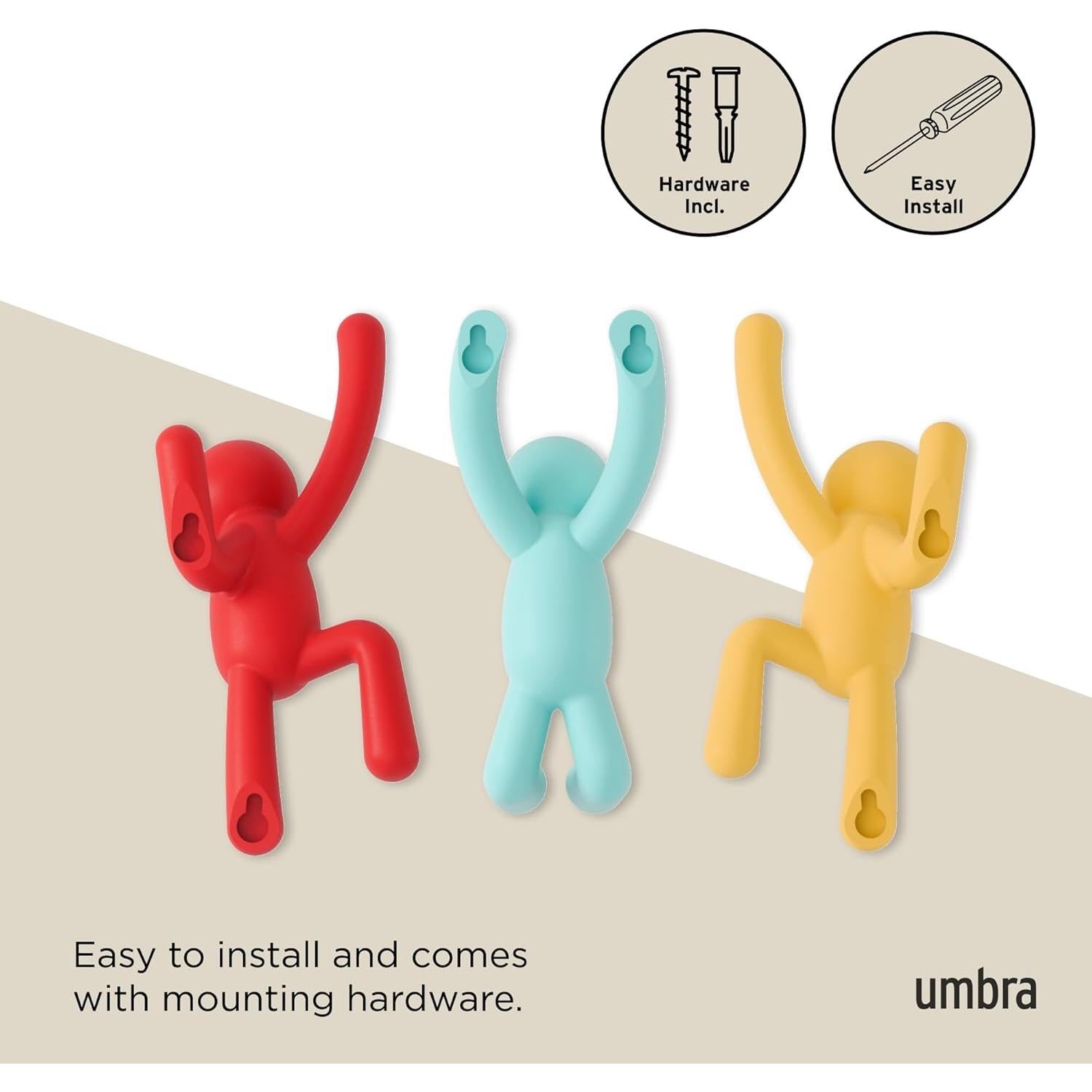Ganchos de Pared Umbra Buddy Set de 3 Multicolores 2.3 kg