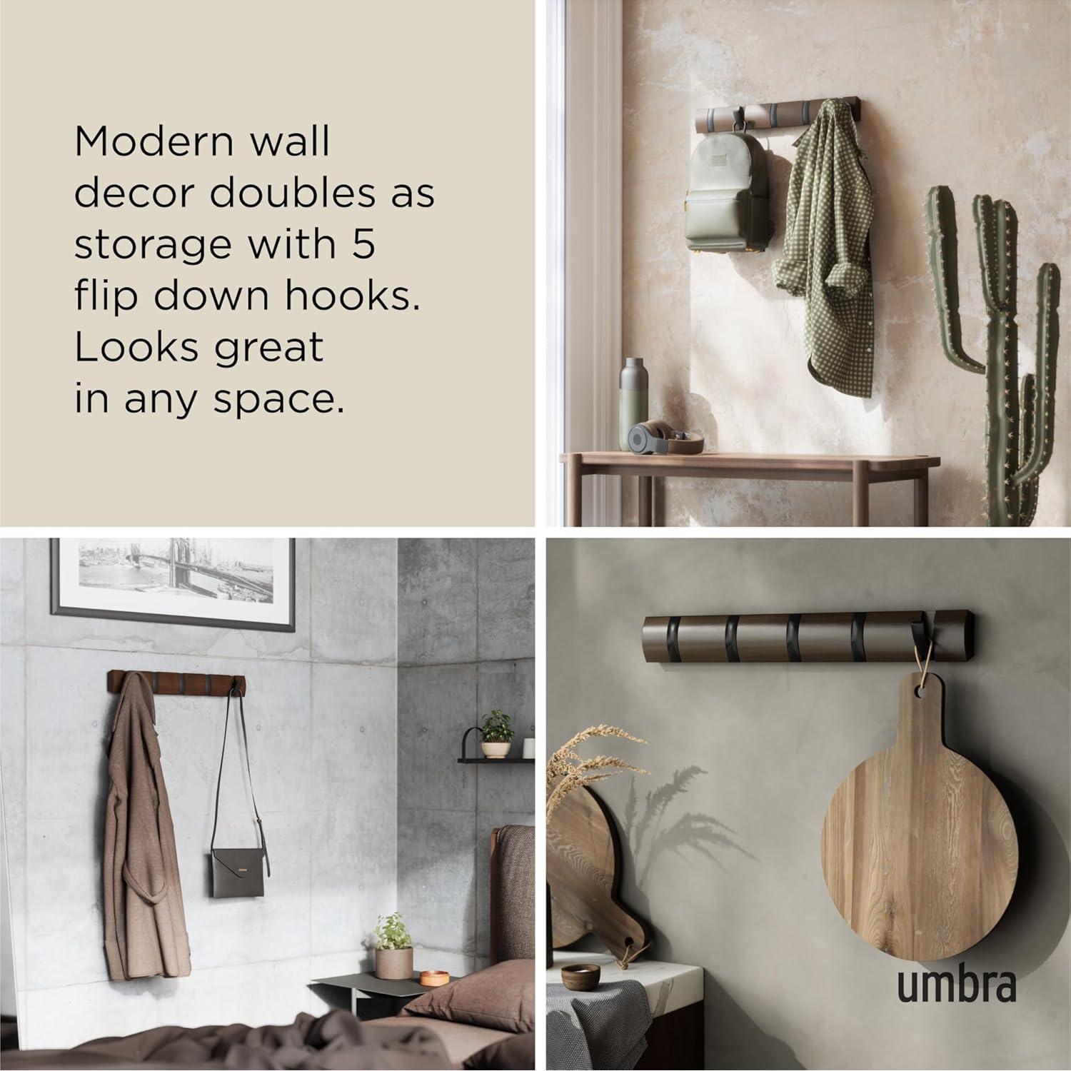 Perchero de Pared Umbra Flip 5 Ganchos Negro Moderno