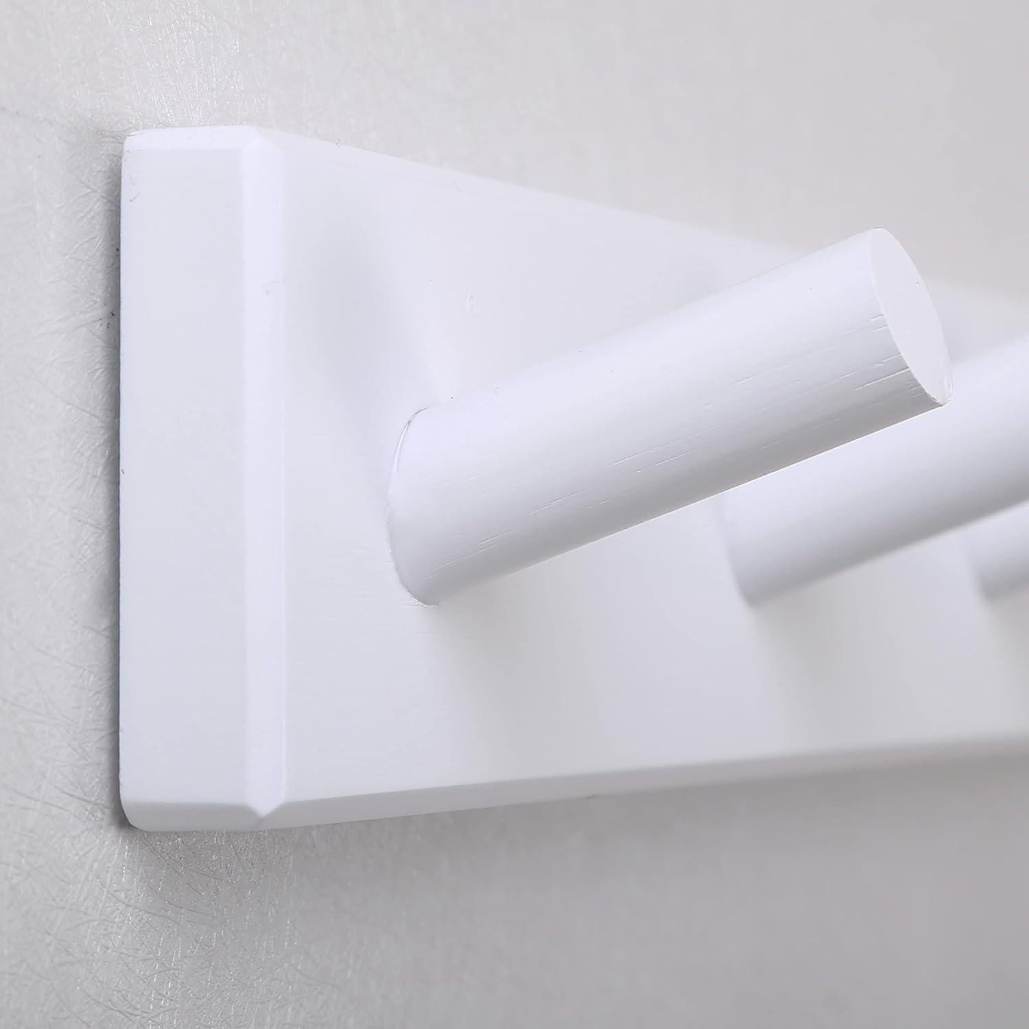 Perchero de Madera SKOLOO Blanco Montado en Pared 10 Ganchos