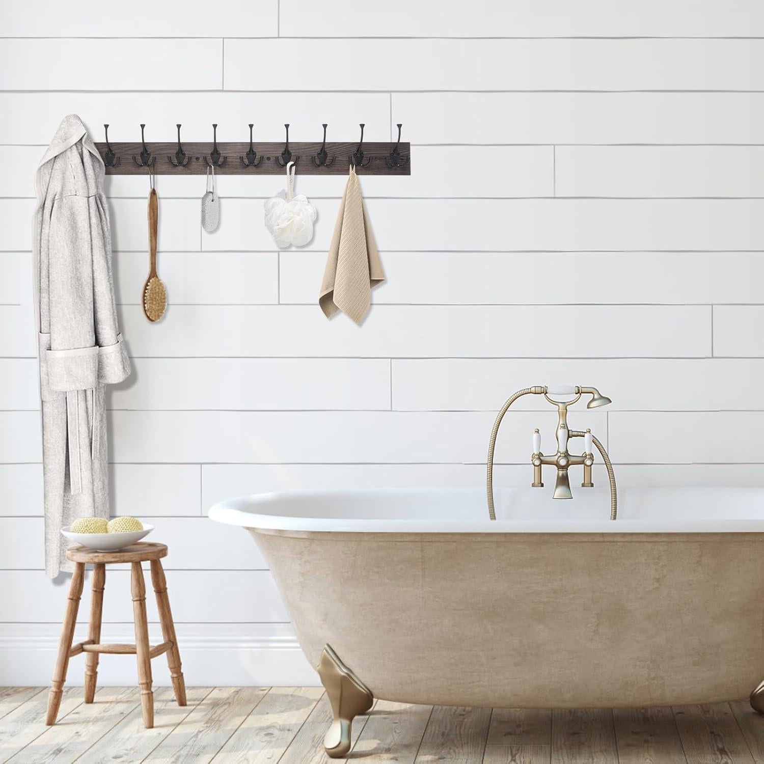 Perchero de pared IBosins 10 ganchos madera antigua 86 cm